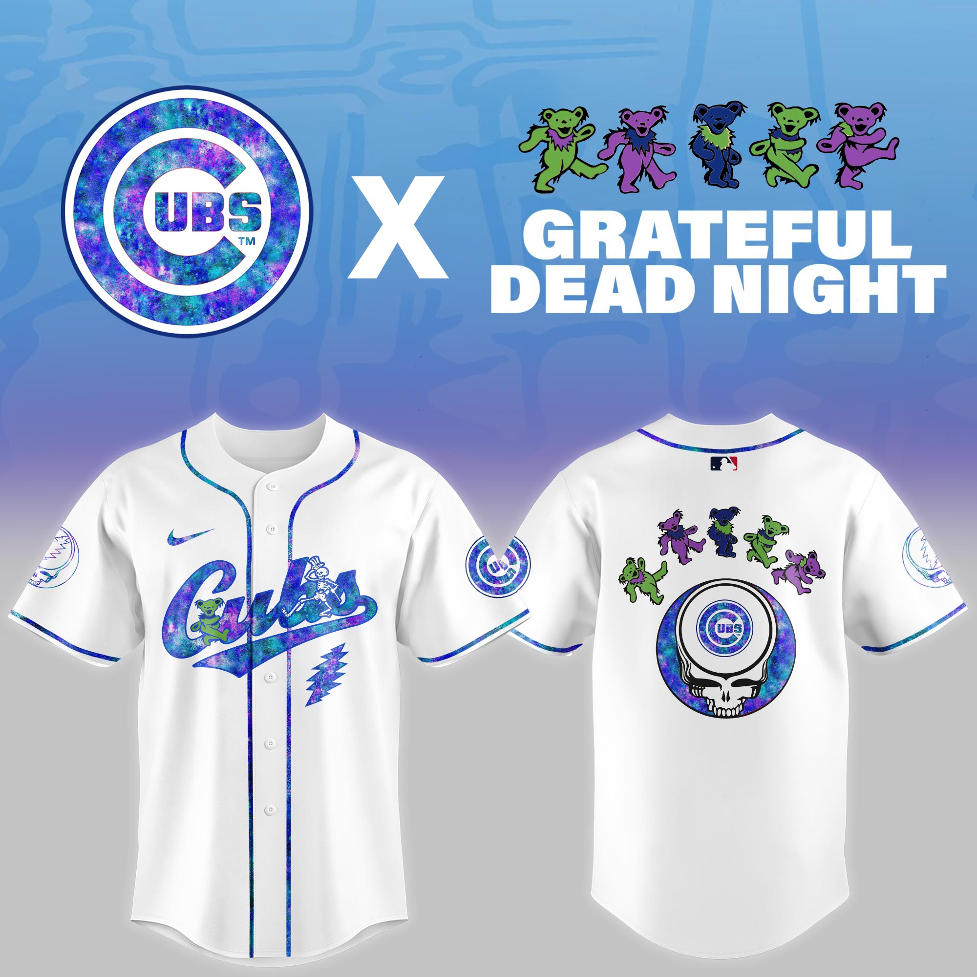 Alternative view of All Team Mlb X Grateful Dead Theme Night Game Baseball Jersey