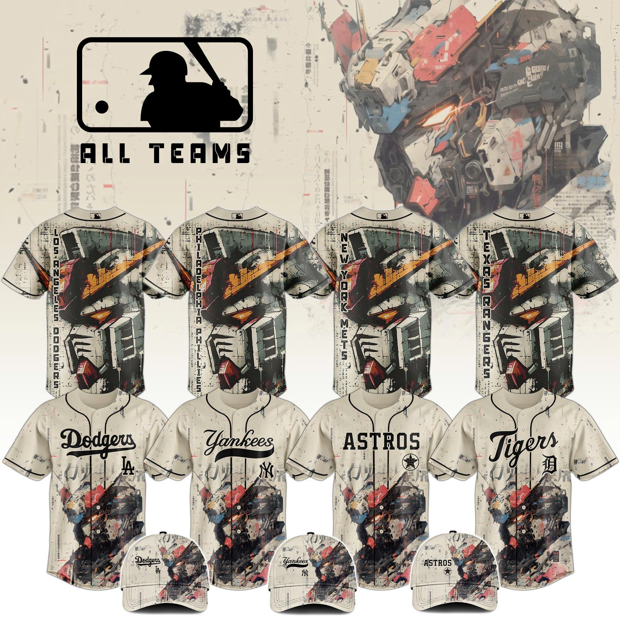 All Team Mlb X Gundam Robot Japan Baseball Jersey