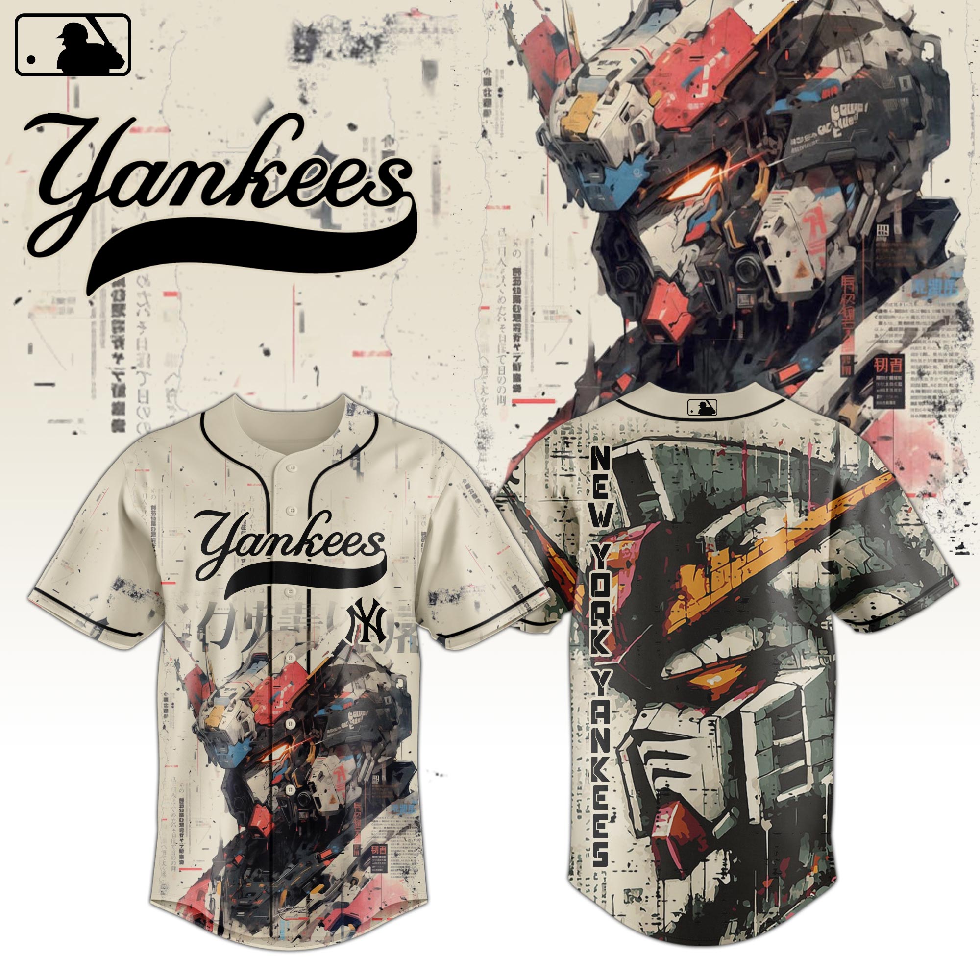 Alternative view of All Team Mlb X Gundam Robot Japan Baseball Jersey
