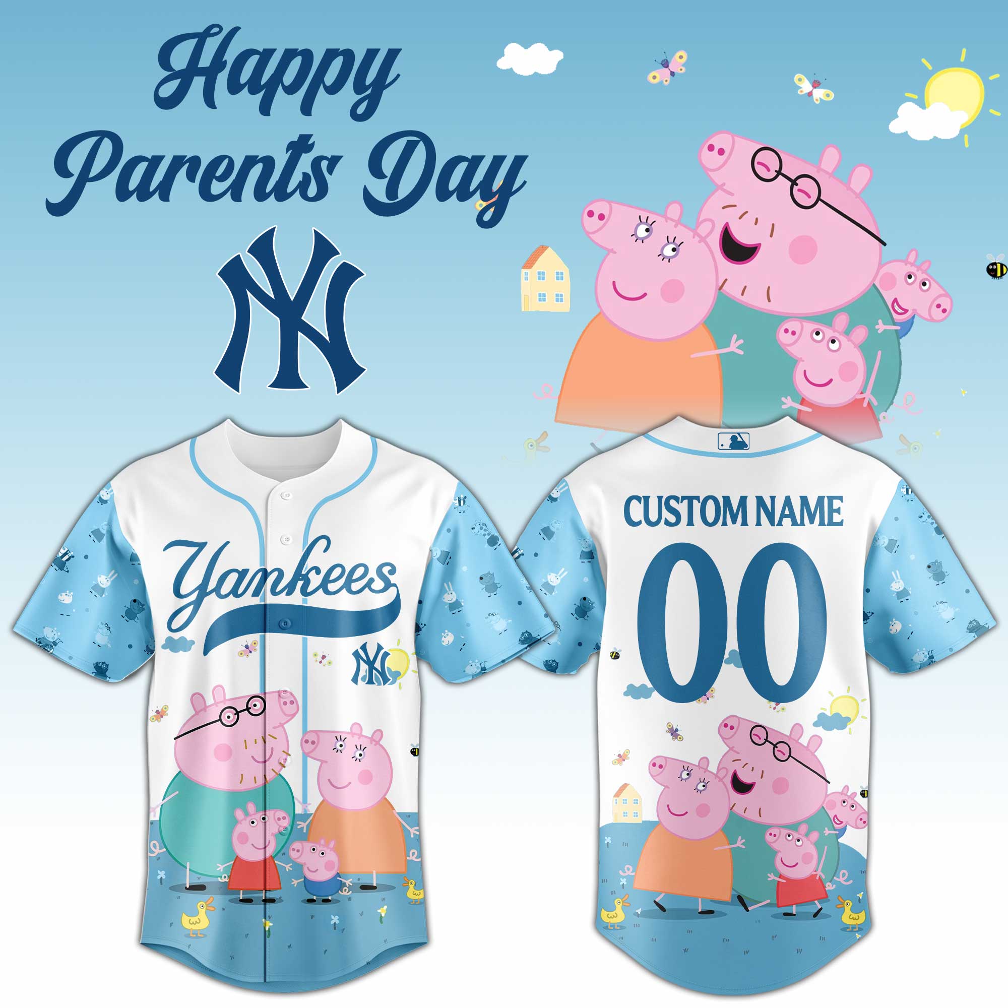 Alternative view of All Team Mlb X Happy Parents Day Peppa Pig Baseball Jersey