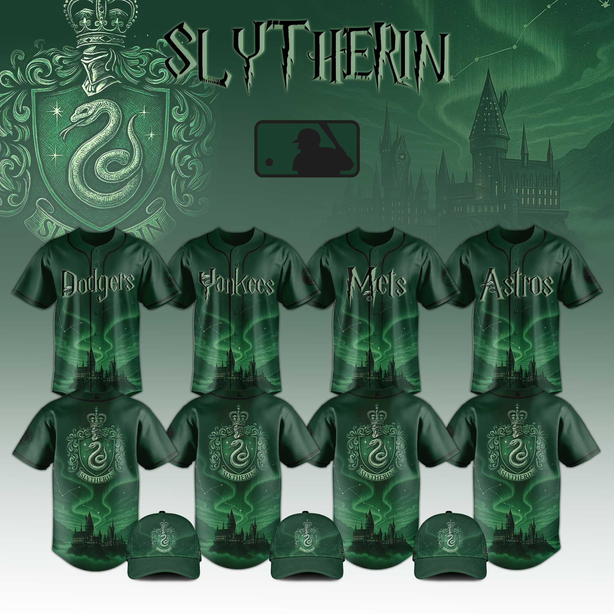 All Team Mlb X Harry Potter Slytherin Baseball Jersey
