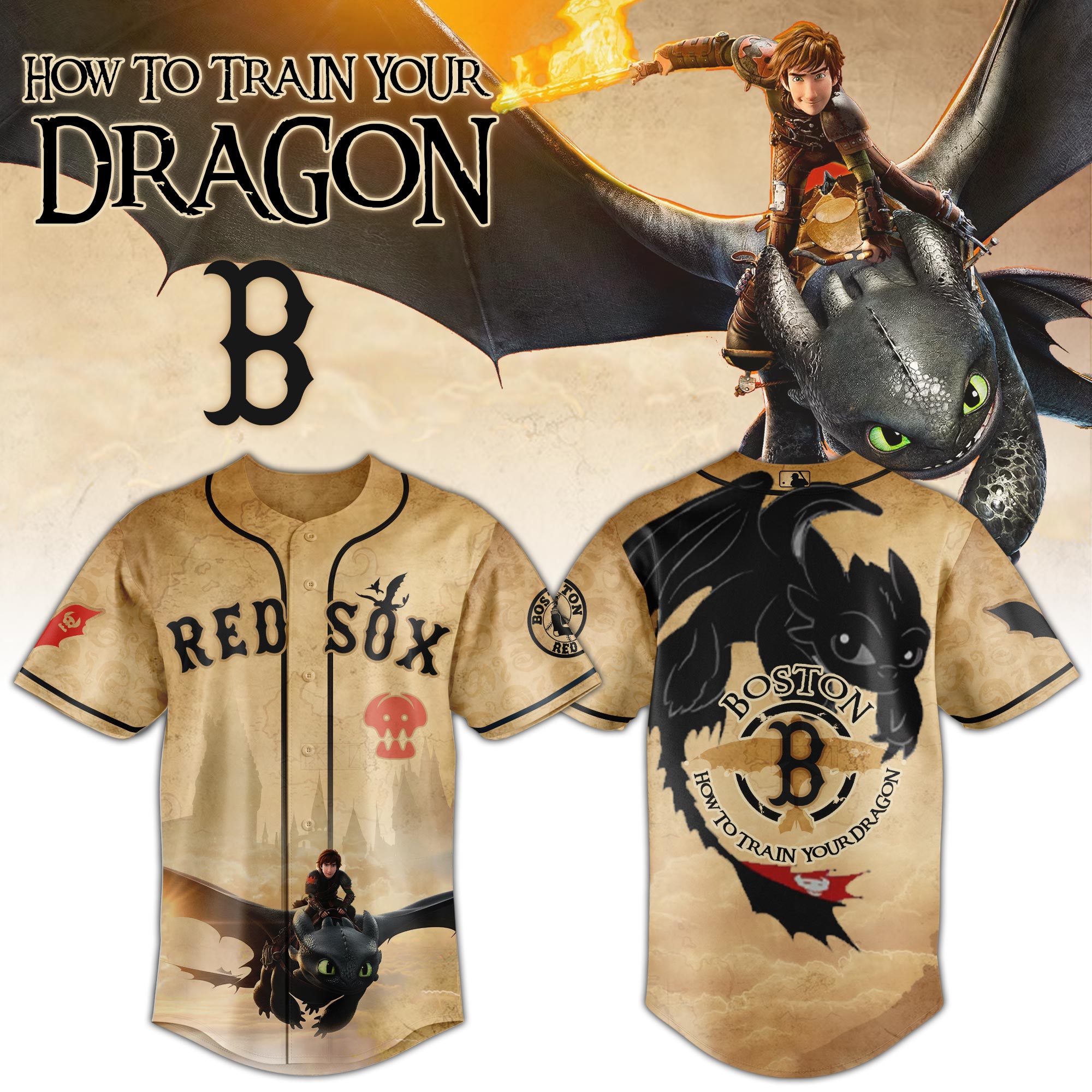 Alternative view of All Team Mlb X How To Train Your Dragon Toothless Baseball Jersey