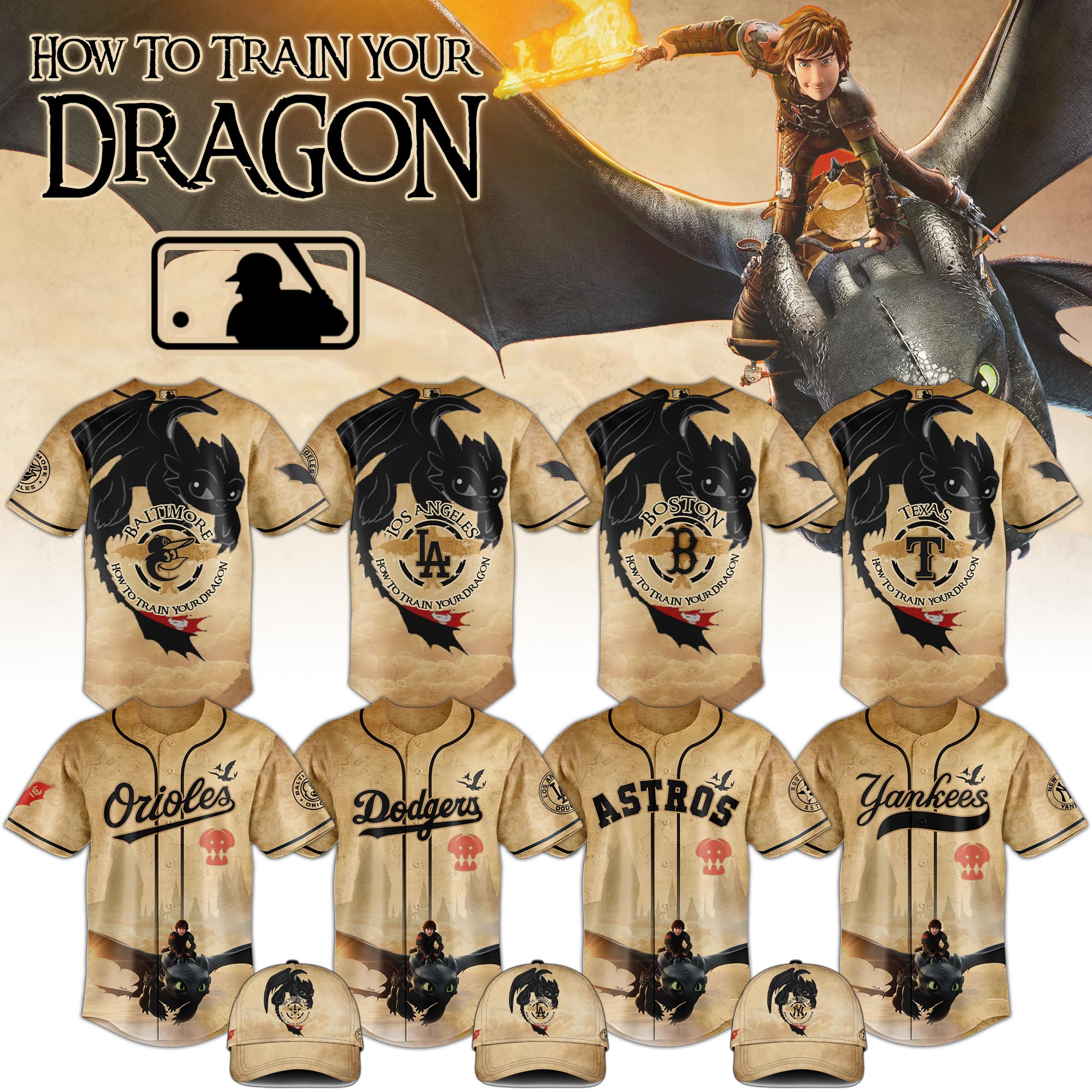 All Team Mlb X How To Train Your Dragon Toothless Baseball Jersey