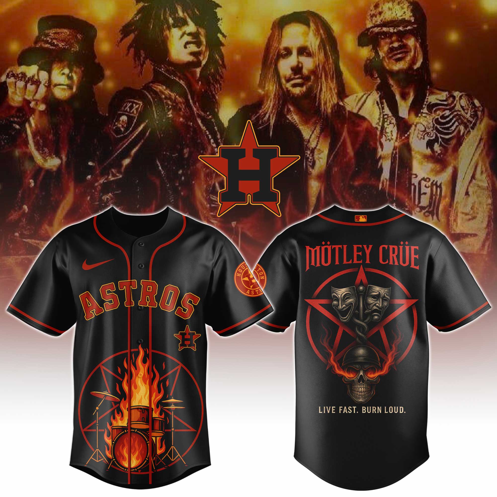 Alternative view of All Team Mlb X Motley Crue Collection 1 Baseball Jersey
