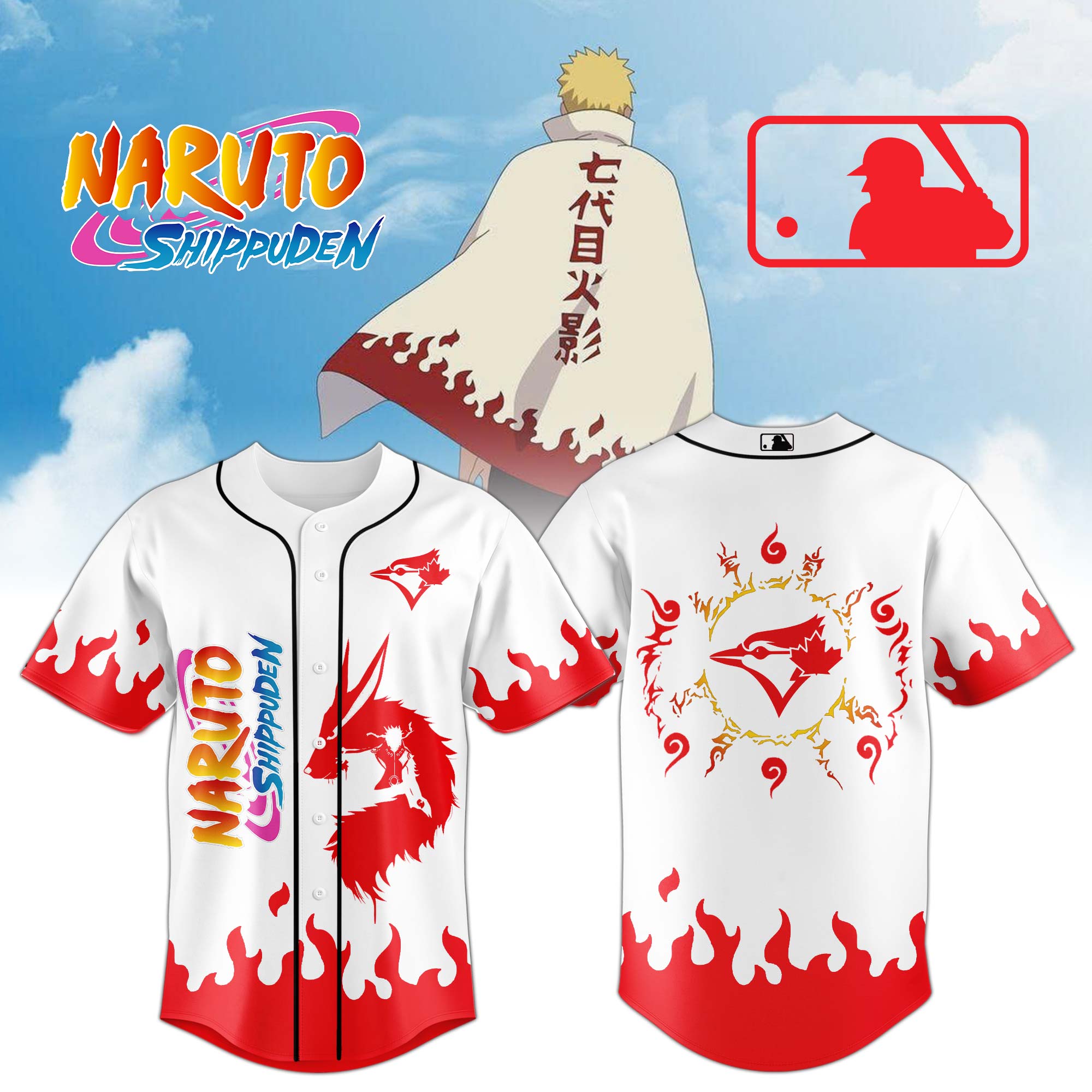 Alternative view of All Team Mlb X Naruto Kyuubi Baseball Jersey