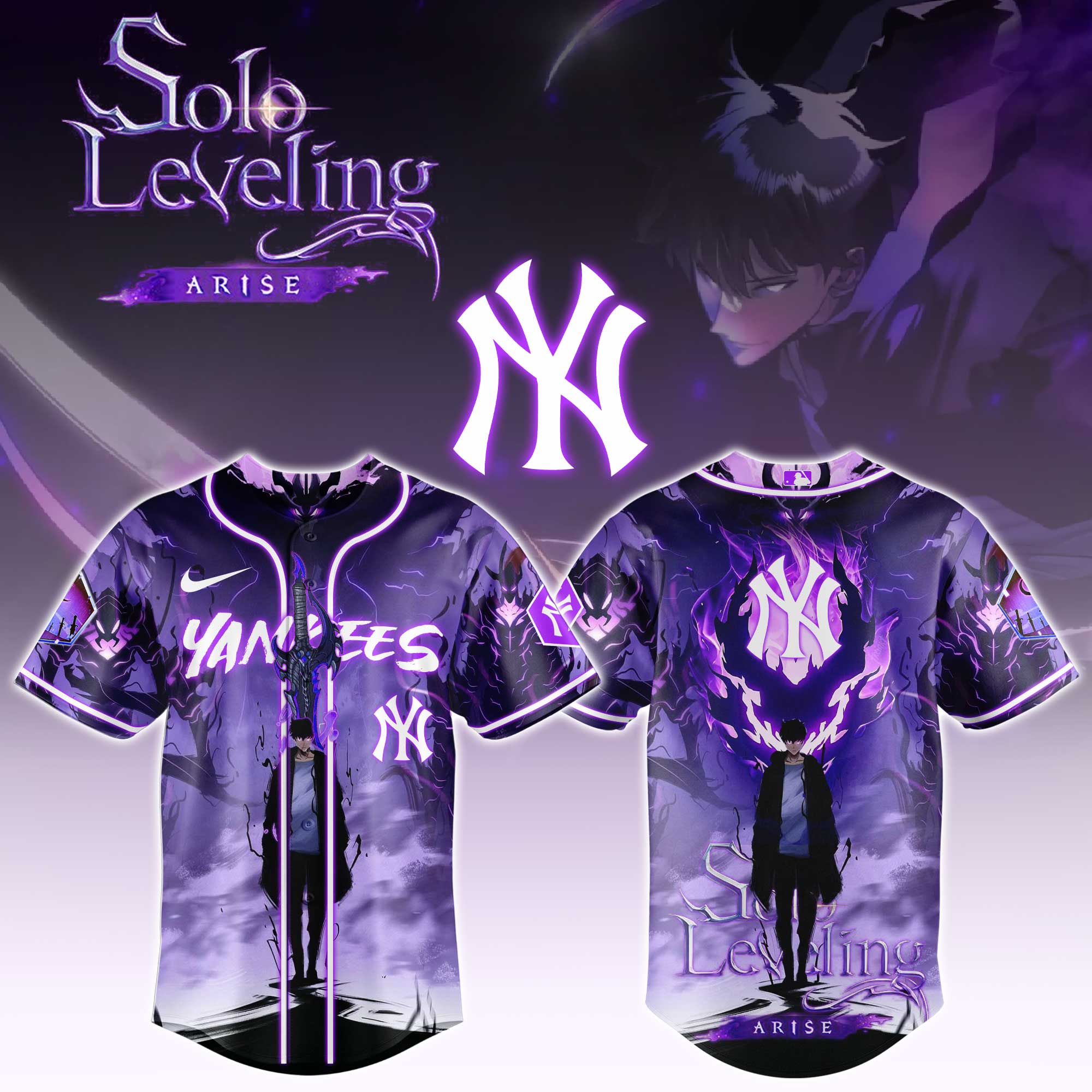 Alternative view of All Team Mlb X Solo Leveling Baseball Jersey