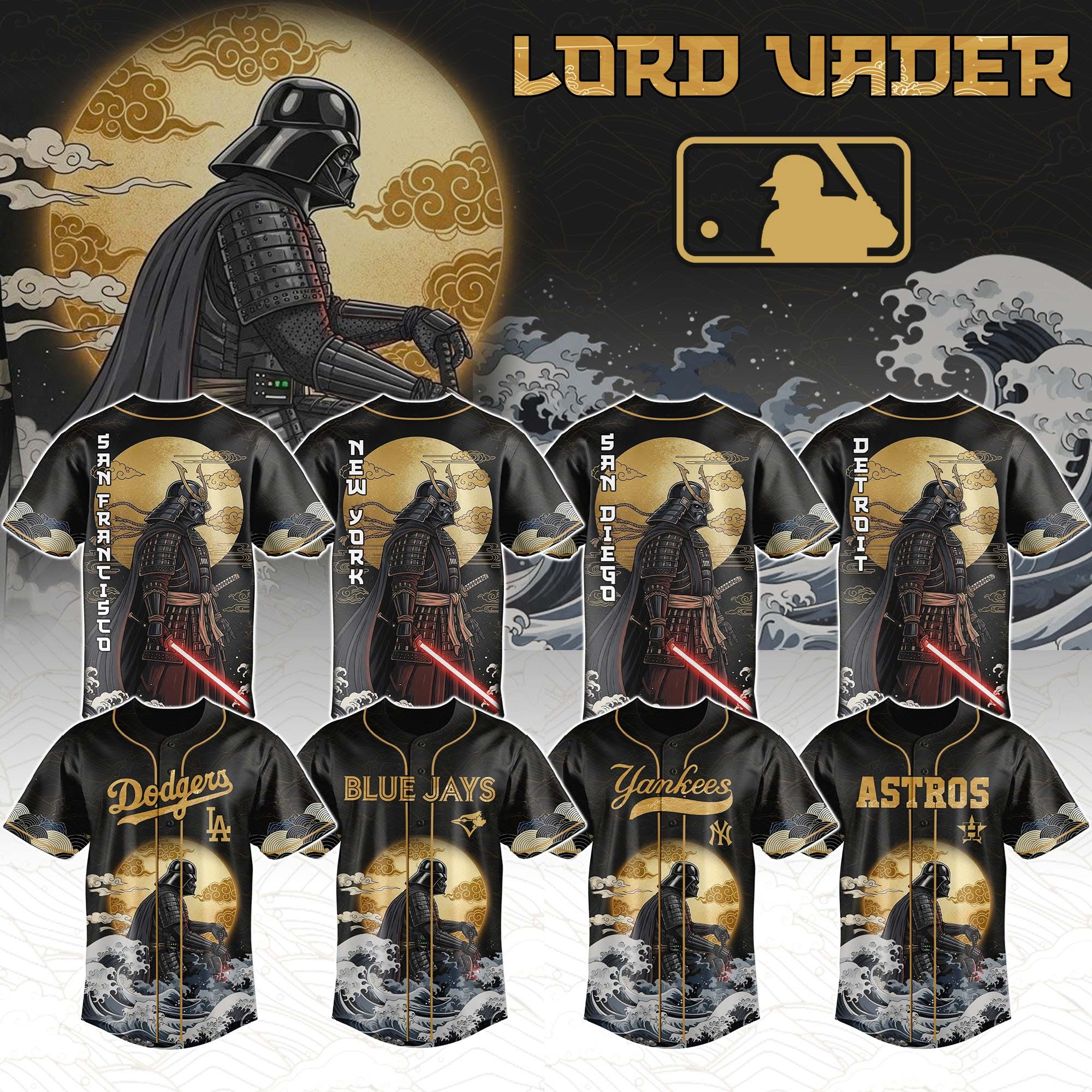 All Team Mlb X Star War Japanese Style Baseball Jersey