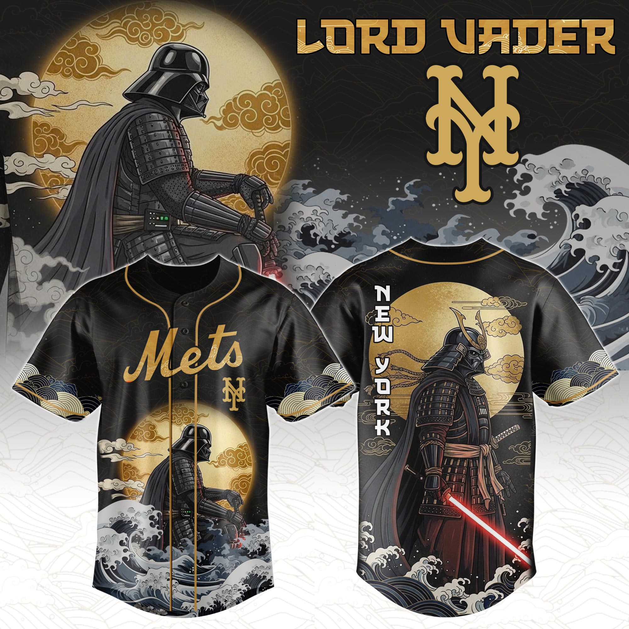 Alternative view of All Team Mlb X Star War Japanese Style Baseball Jersey