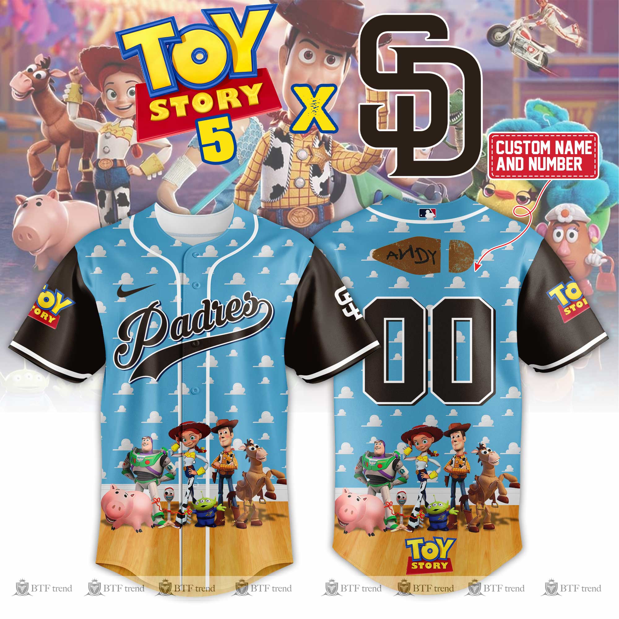 Alternative view of All Team Mlb X Toy Story Night Game Baseball Jersey