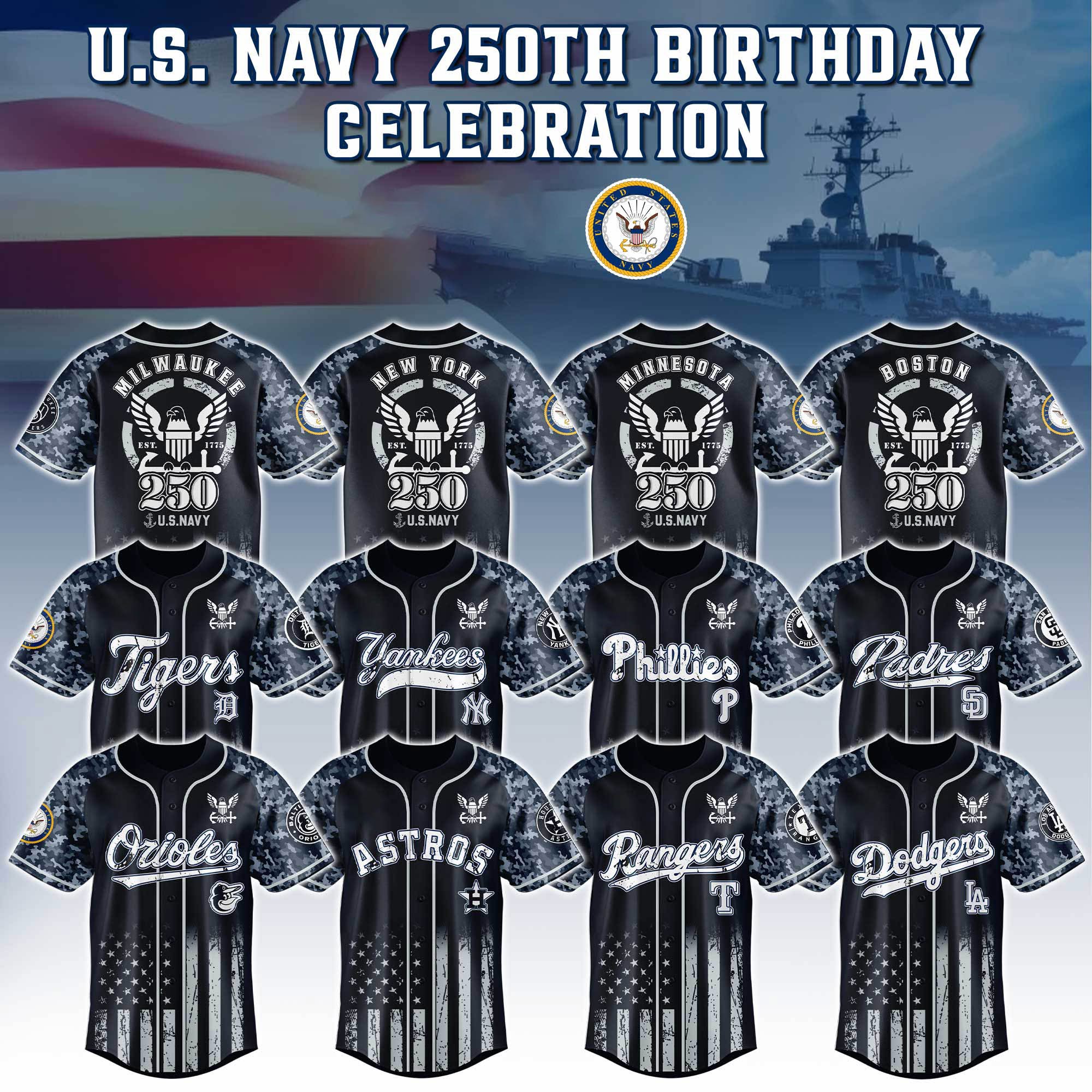 All Team Mlb X U.s. Navy Collection Baseball Jersey