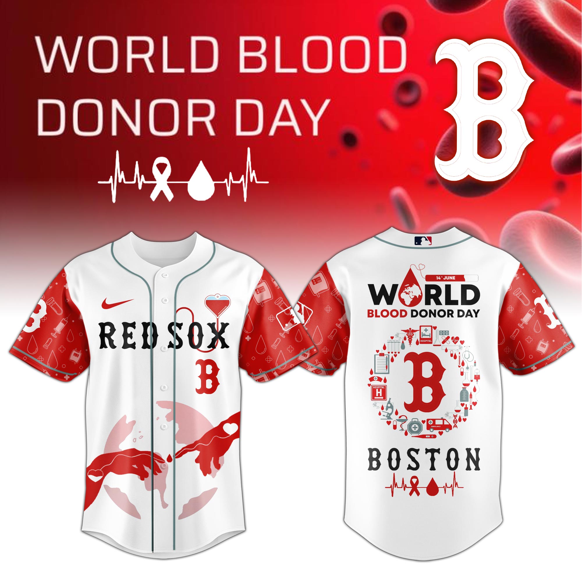 Alternative view of All Team Mlb X World Blood Donor Day Special Edition Jersey
