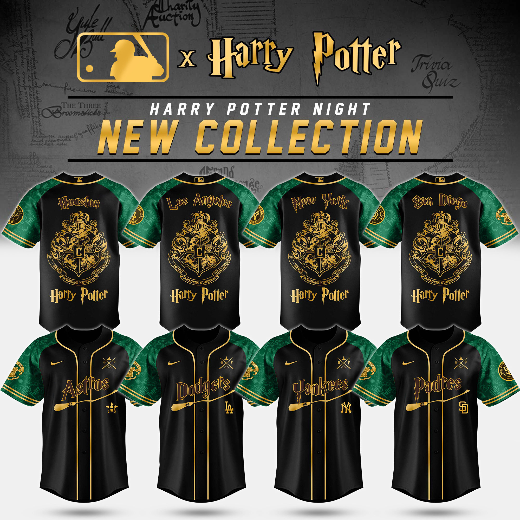All Teams Mlb X Harry Potter Slytherin House Baseball Jersey