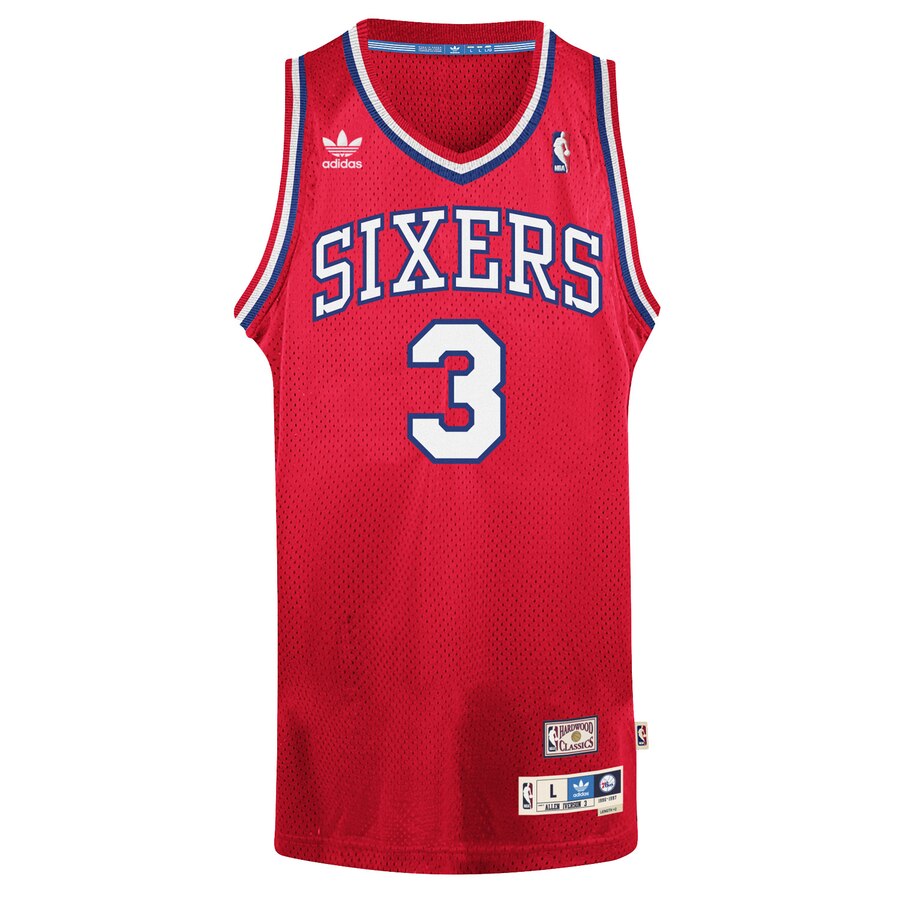 Alternative view of Allen Iverson Philadelphia 76ers Adidas Hardwood Classics Swingman Jersey - Red