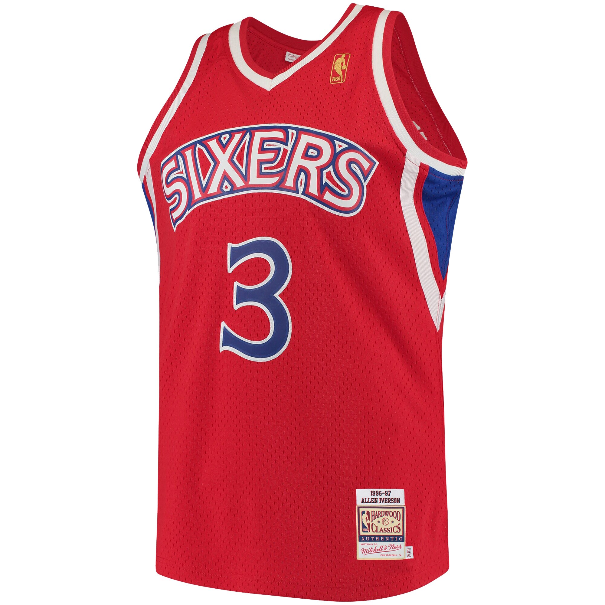 Alternative view of Allen Iverson Philadelphia 76ers Mitchell & Ness 1996/97 Hardwood Classics Authentic Jersey - Red