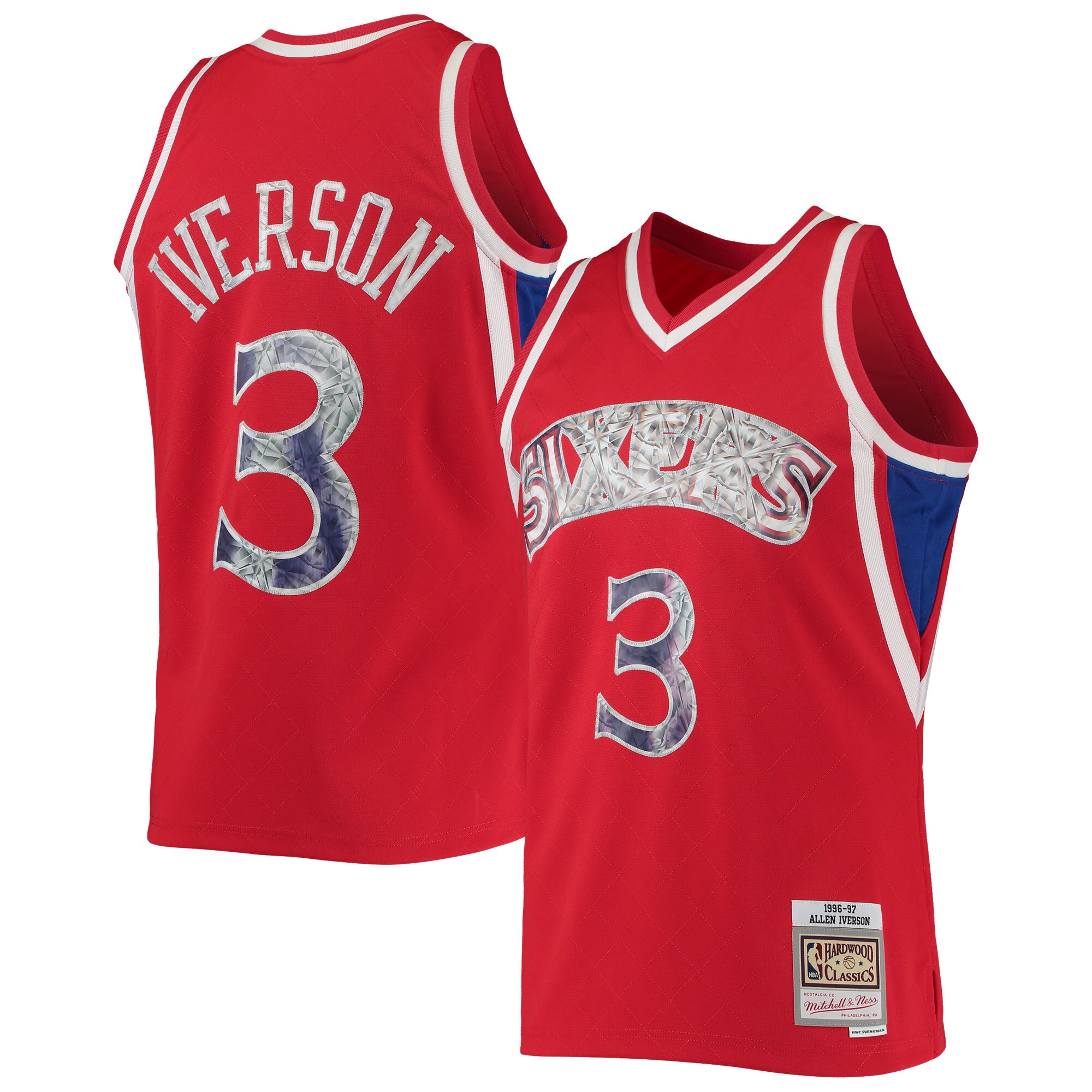 Allen Iverson Philadelphia 76ers Mitchell & Ness 1996/97 Hardwood Classics Nba 75th Anniversary Diamond Swingman Jersey - Red
