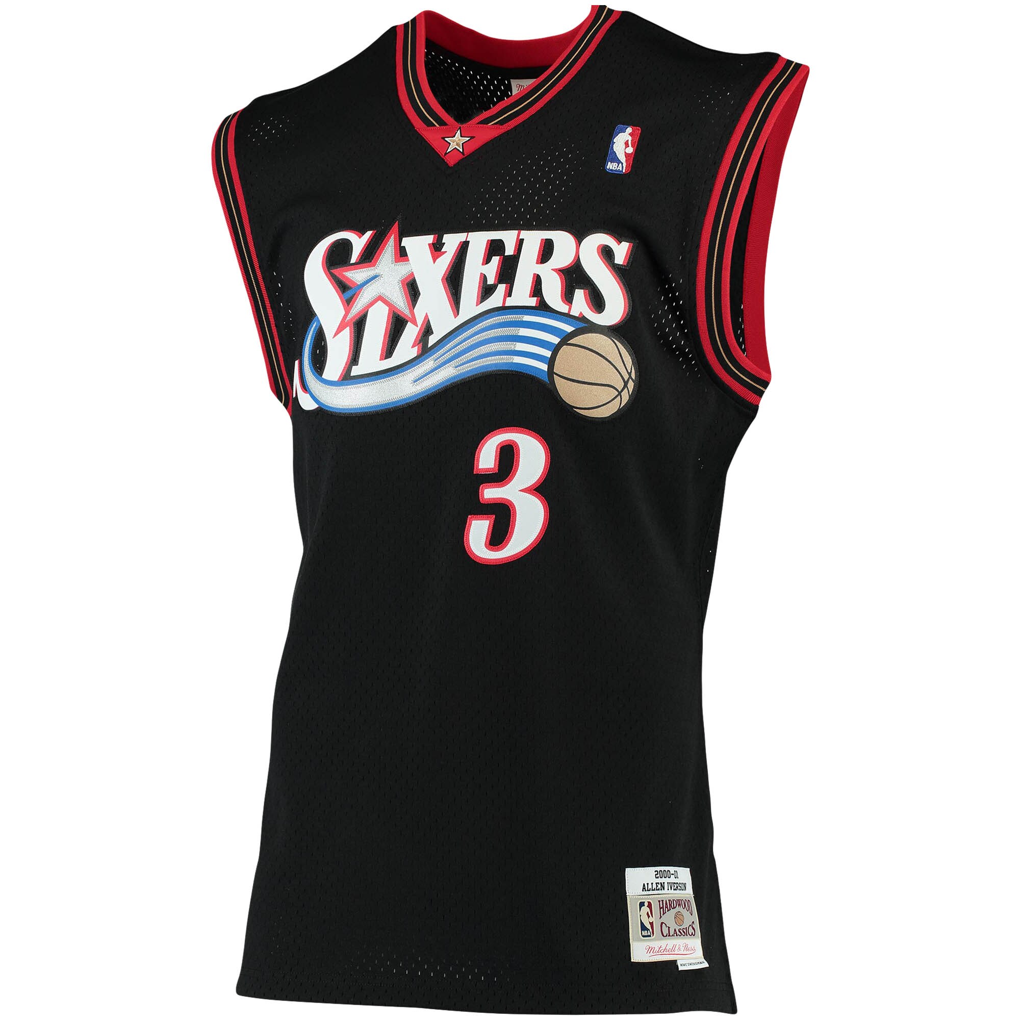 Alternative view of Allen Iverson Philadelphia 76ers Mitchell & Ness 2000/01 Big & Tall Hardwood Classics Swingman Jersey - Black