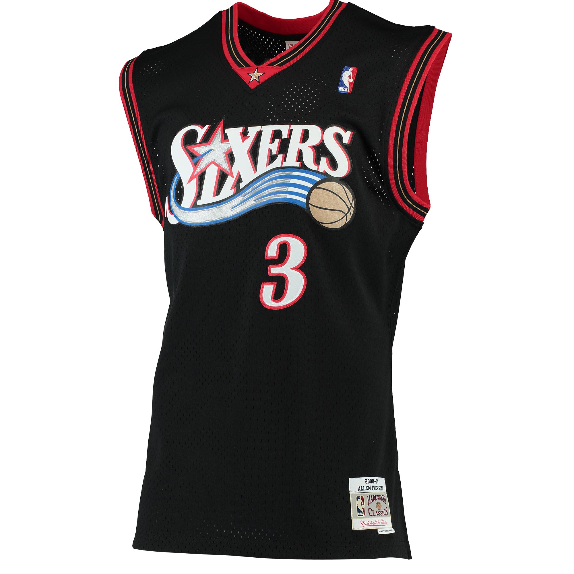 Alternative view of Allen Iverson Philadelphia 76ers Mitchell & Ness 2000/01 Hardwood Classics Swingman Jersey - Black