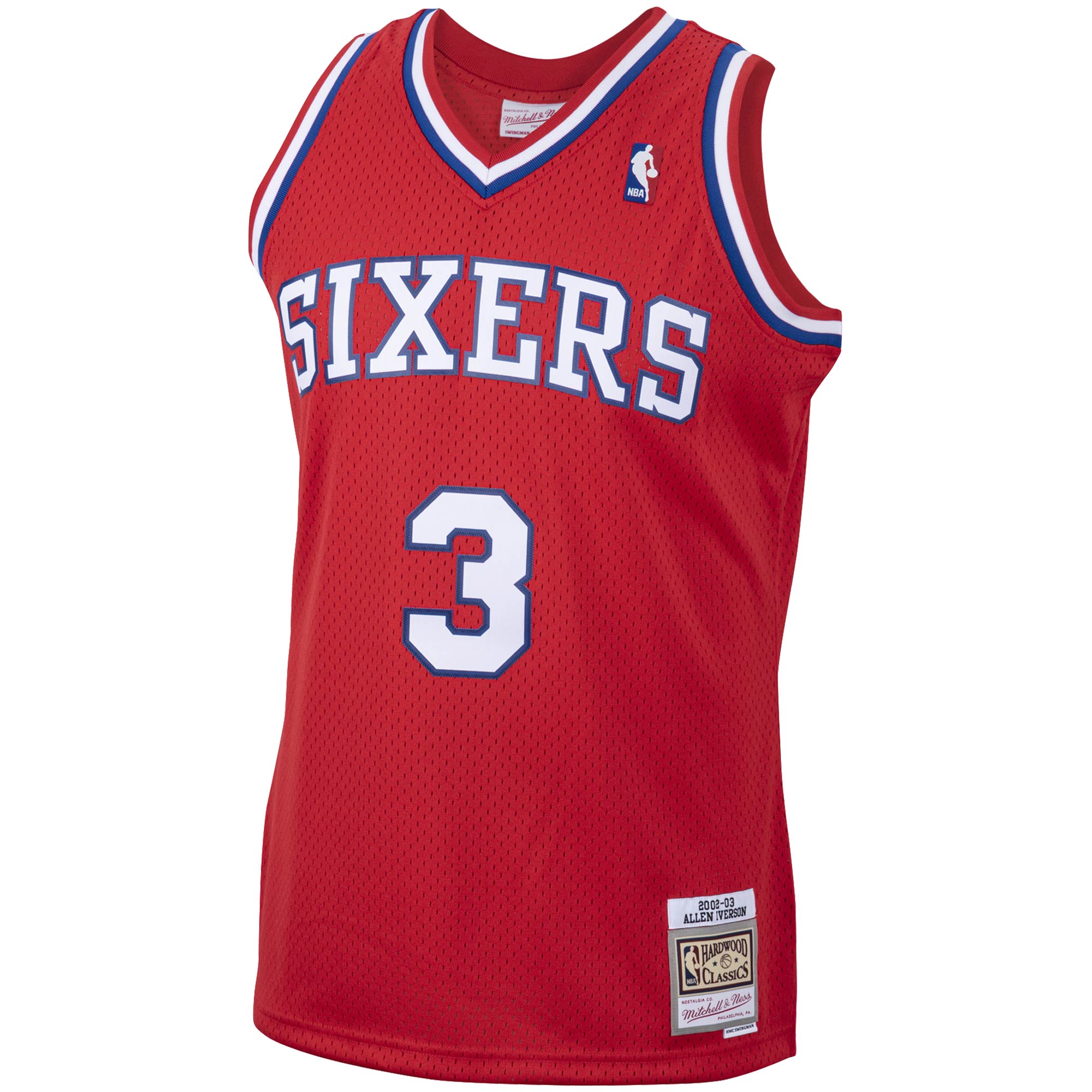 Alternative view of Allen Iverson Philadelphia 76ers Mitchell & Ness 2001/02 Hardwood Classics Swingman Jersey - Red
