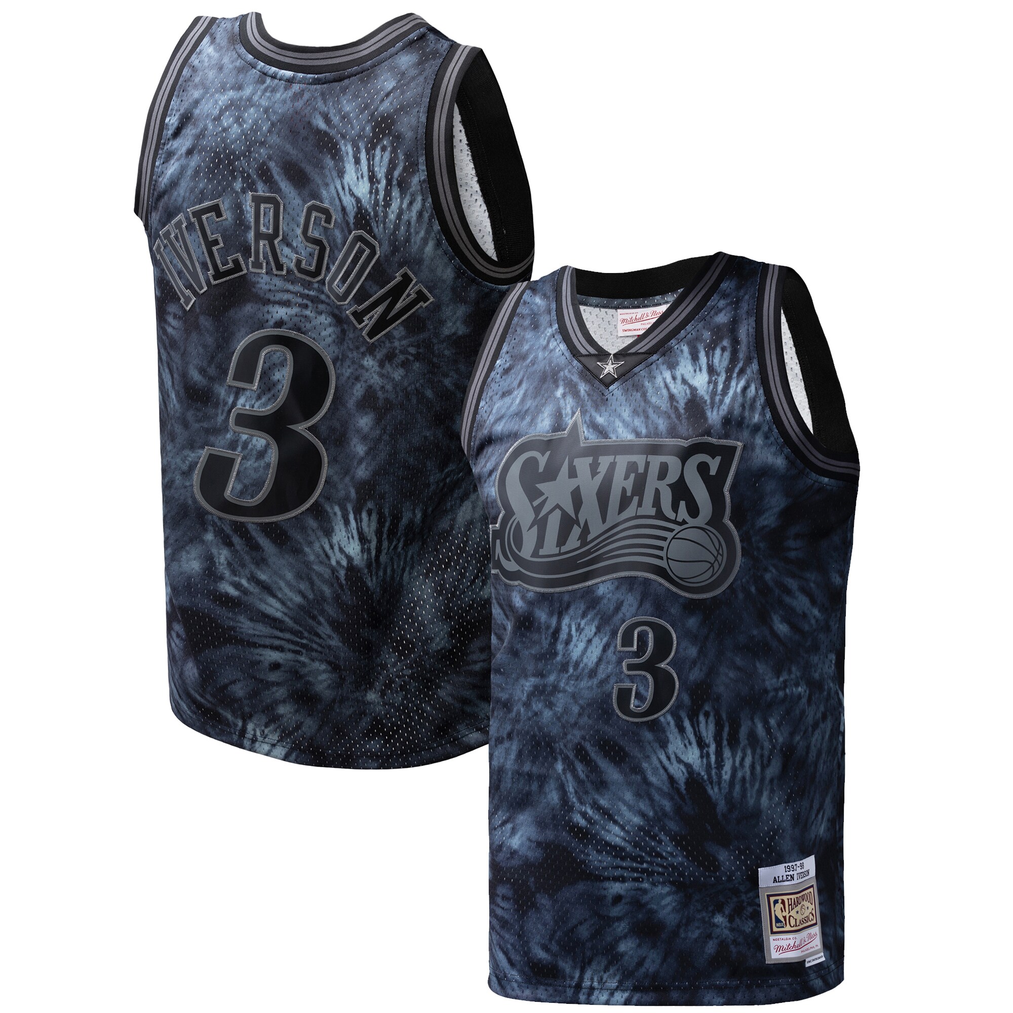 Allen Iverson Philadelphia 76ers Mitchell & Ness Hardwood Classics 1997/98 Tie-dye Swingman Jersey - Black