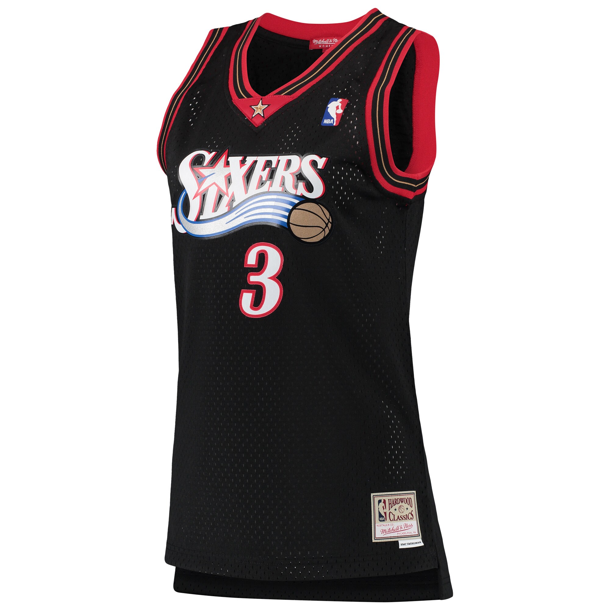 Alternative view of Allen Iverson Philadelphia 76ers Mitchell & Ness Women's 2000/01 Hardwood Classics Swingman Jersey - Black