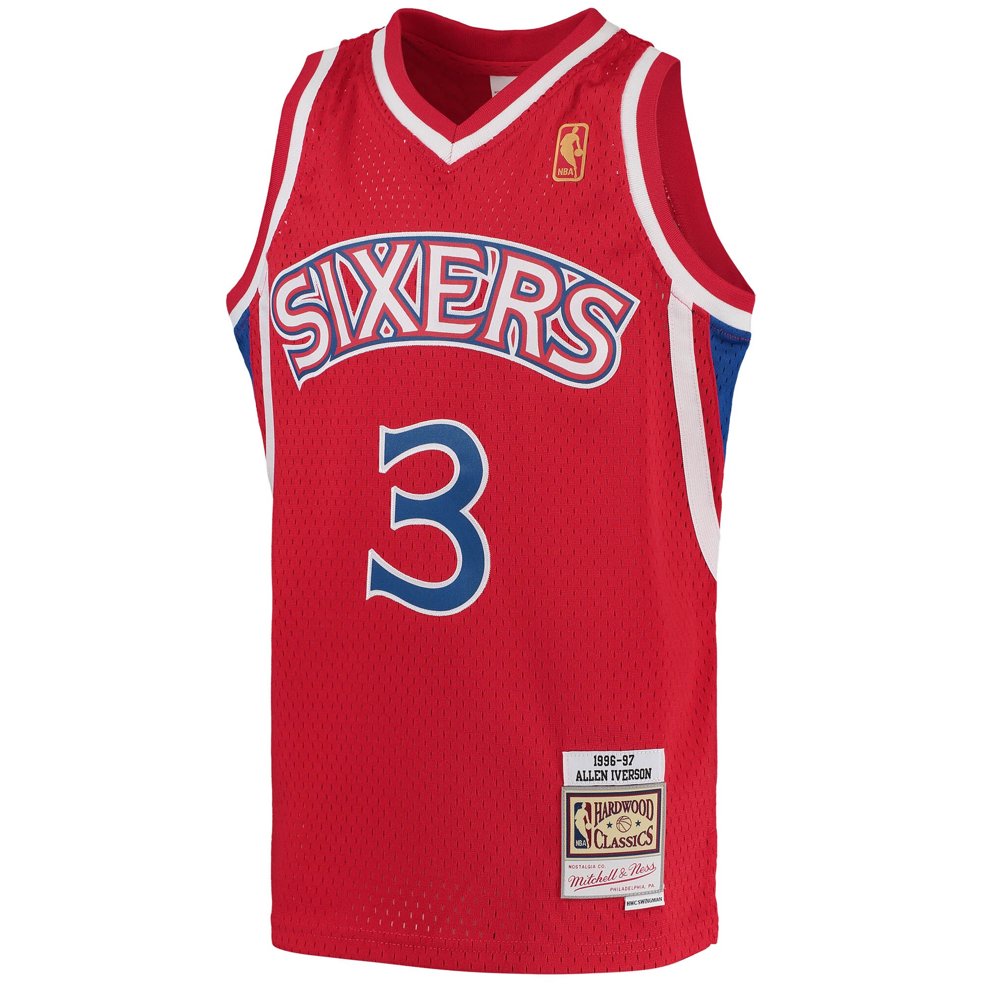Alternative view of Allen Iverson Philadelphia 76ers Mitchell & Ness Youth 1996/97 Hardwood Classics Swingman Throwback Jersey - Red