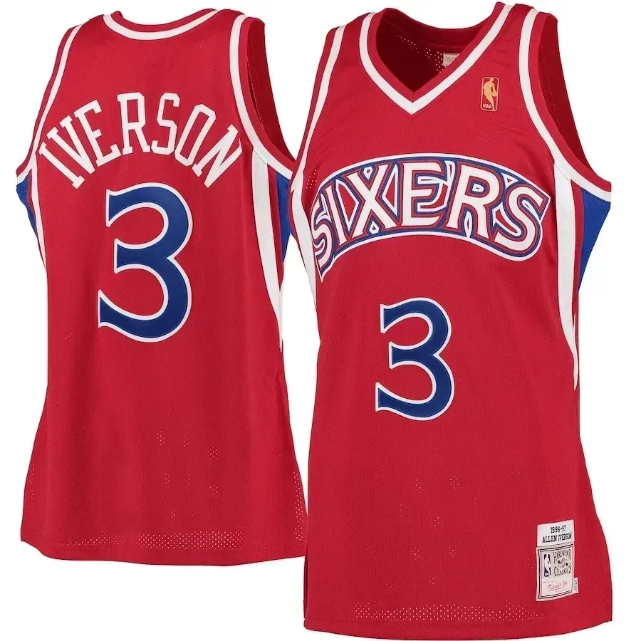 Allen Iverson Philadelphia 76ers Mitchell & Ness 1996-97 Hardwood Classics Rookie Jersey - Red - JS377 