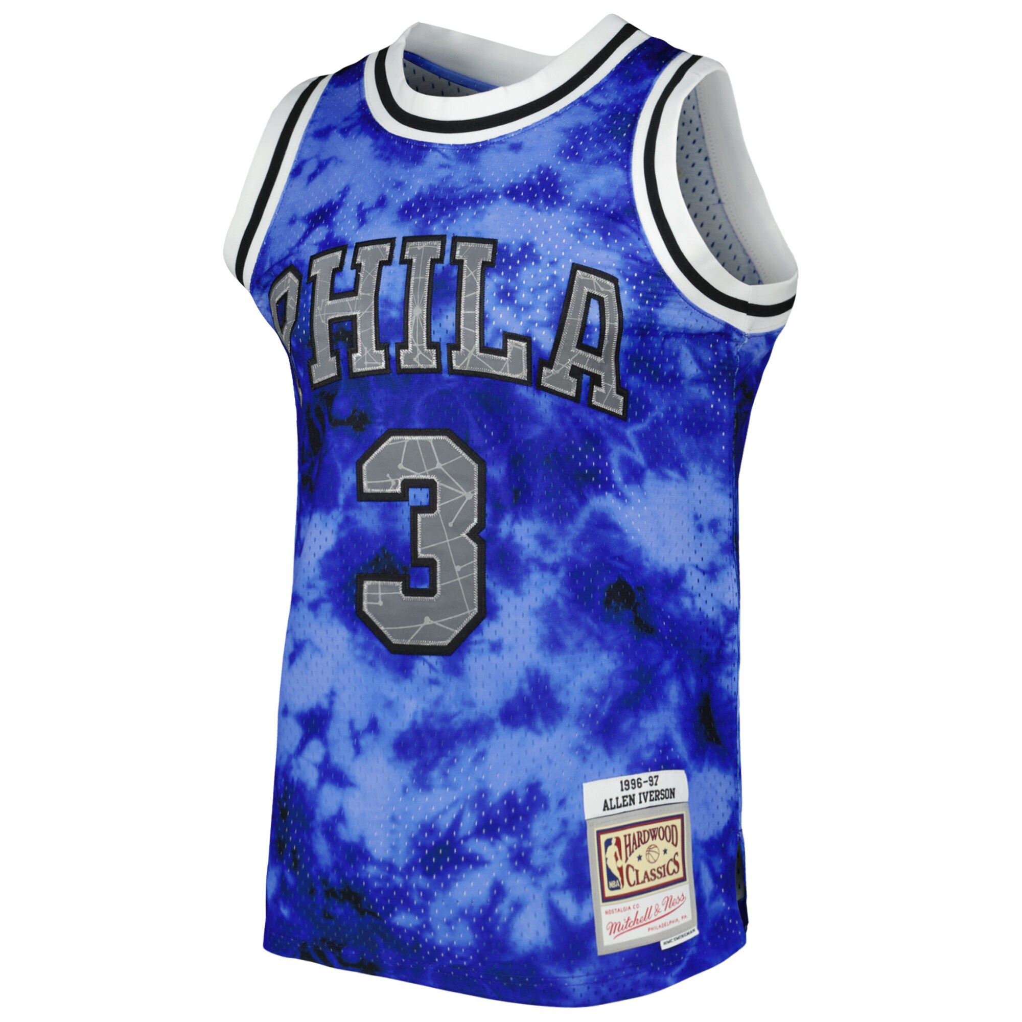 Alternative view of Allen Iverson Philadelphia 76ers Mitchell & Ness 1996/97 Galaxy Swingman Jersey - Royal