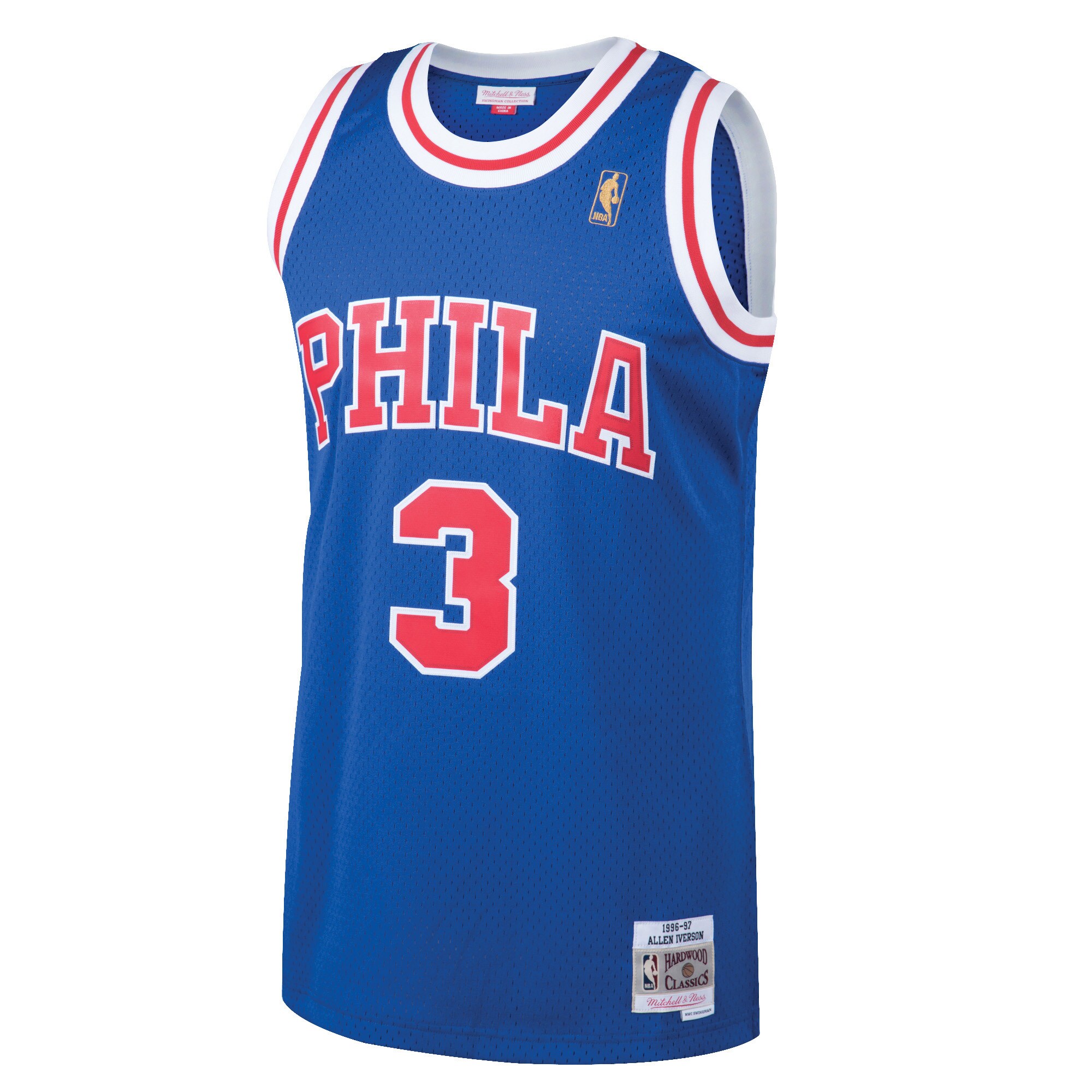 Alternative view of Allen Iverson Philadelphia 76ers Mitchell & Ness 1996/97 Hardwood Classics Throwback Swingman Jersey - Royal