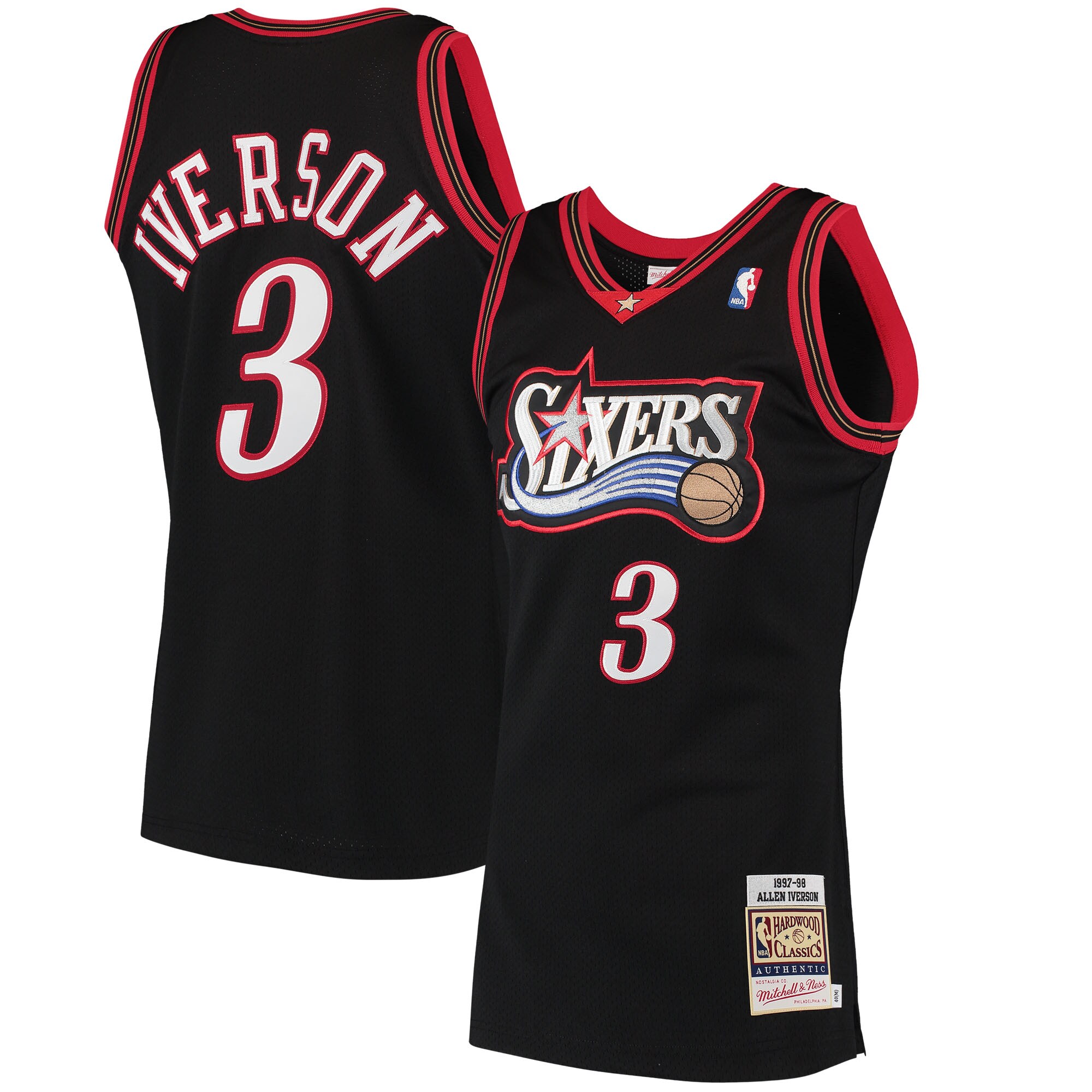 Alternative view of Allen Iverson Philadelphia 76ers Mitchell & Ness 1997 Hardwood Classics Authentic Jersey - Black