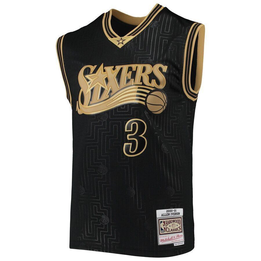 Alternative view of Allen Iverson Philadelphia 76ers Mitchell & Ness 2000-01 Hardwood Classics Chinese New Year Swingman Jersey - Black - JS601 
