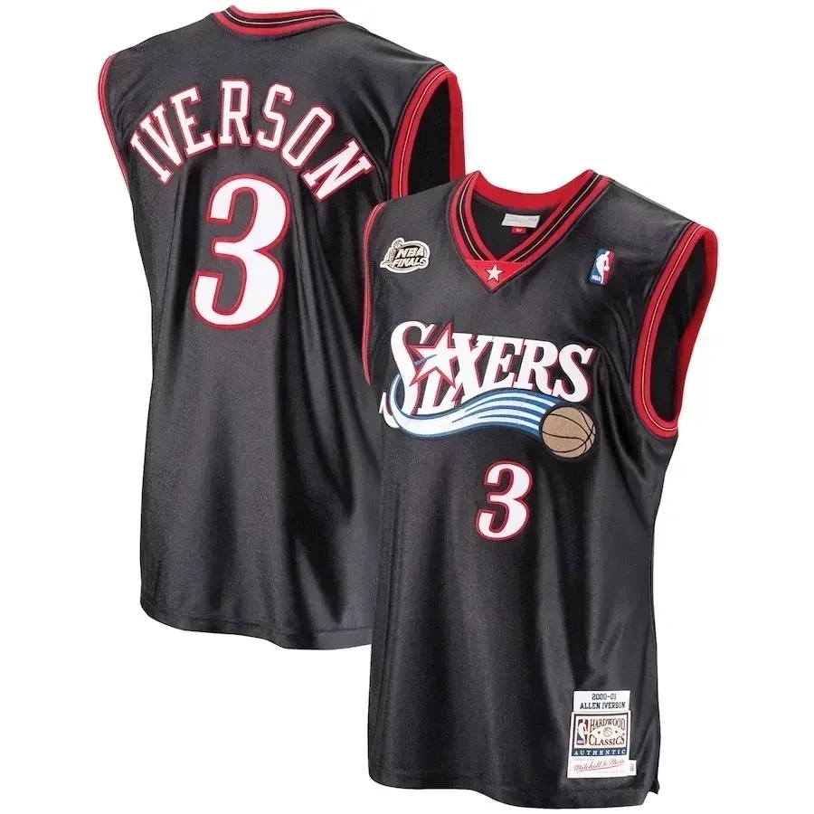 Allen Iverson Philadelphia 76ers Mitchell & Ness 2000-01 Hardwood Classics Player Jersey - Black - JS828 