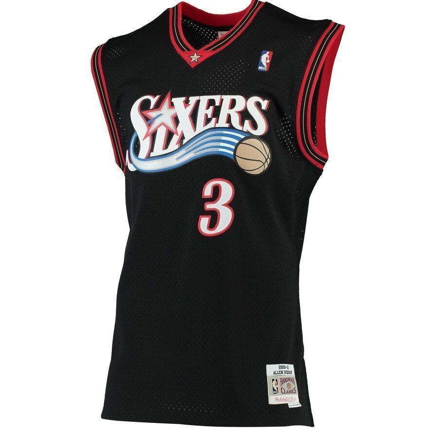 Alternative view of Allen Iverson Philadelphia 76ers Mitchell & Ness 2000-01 Hardwood Classics Swingman Jersey - Black - JS563 