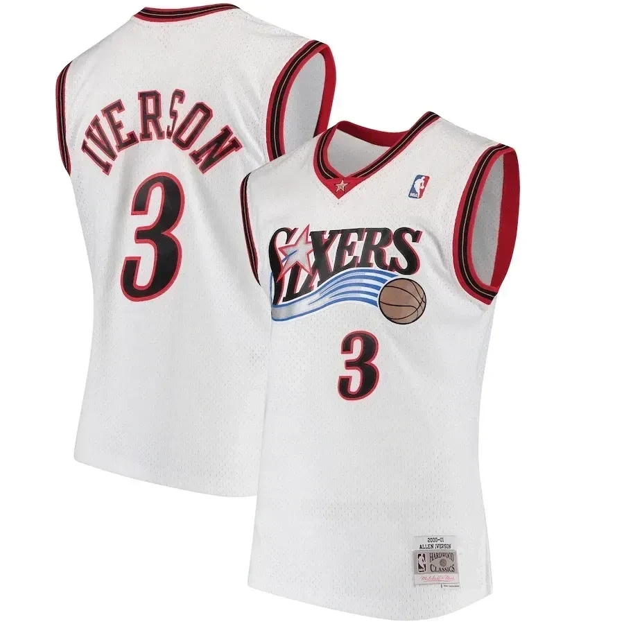 Allen Iverson Philadelphia 76ers Mitchell & Ness 2000-01 Hardwood Classics Swingman Jersey - White - JS657 