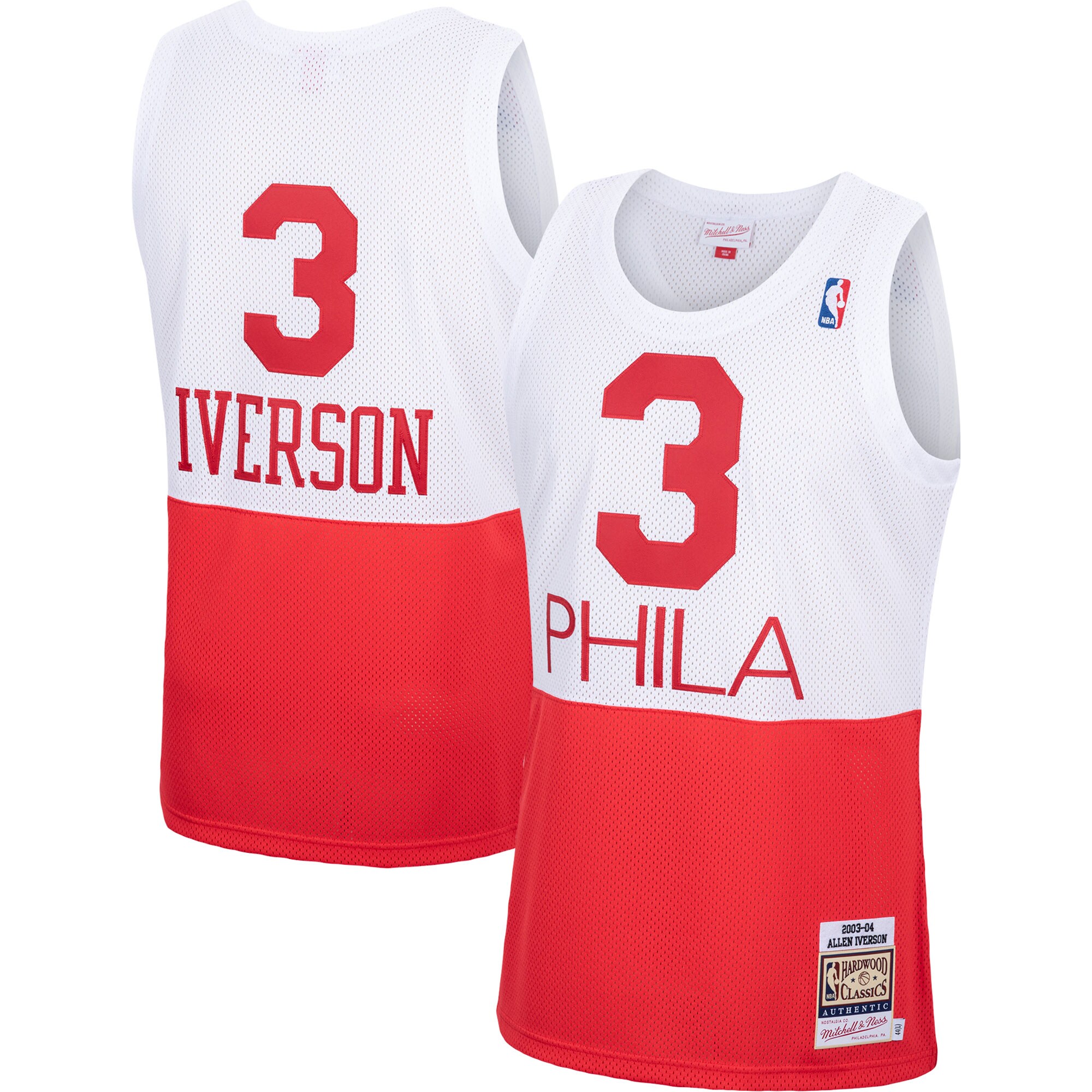 Allen Iverson Philadelphia 76ers Mitchell & Ness 2003/04 Hardwood Classics Authentic Jersey - White