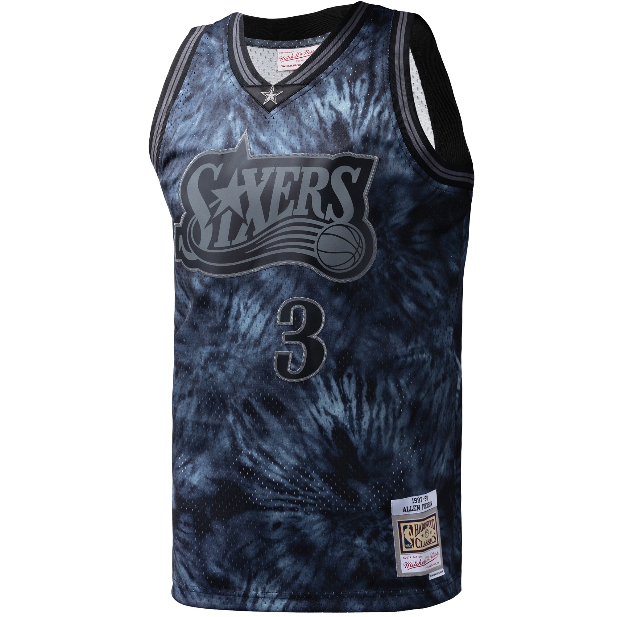 Alternative view of Allen Iverson Philadelphia 76ers Mitchell & Ness Hardwood Classics 1997/98 Tie-dye Swingman Jersey - Black