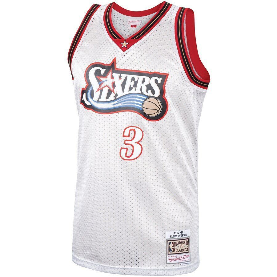 Alternative view of Allen Iverson Philadelphia 76ers Mitchell & Ness Hardwood Classics Platinum Swingman Jersey - JS801 