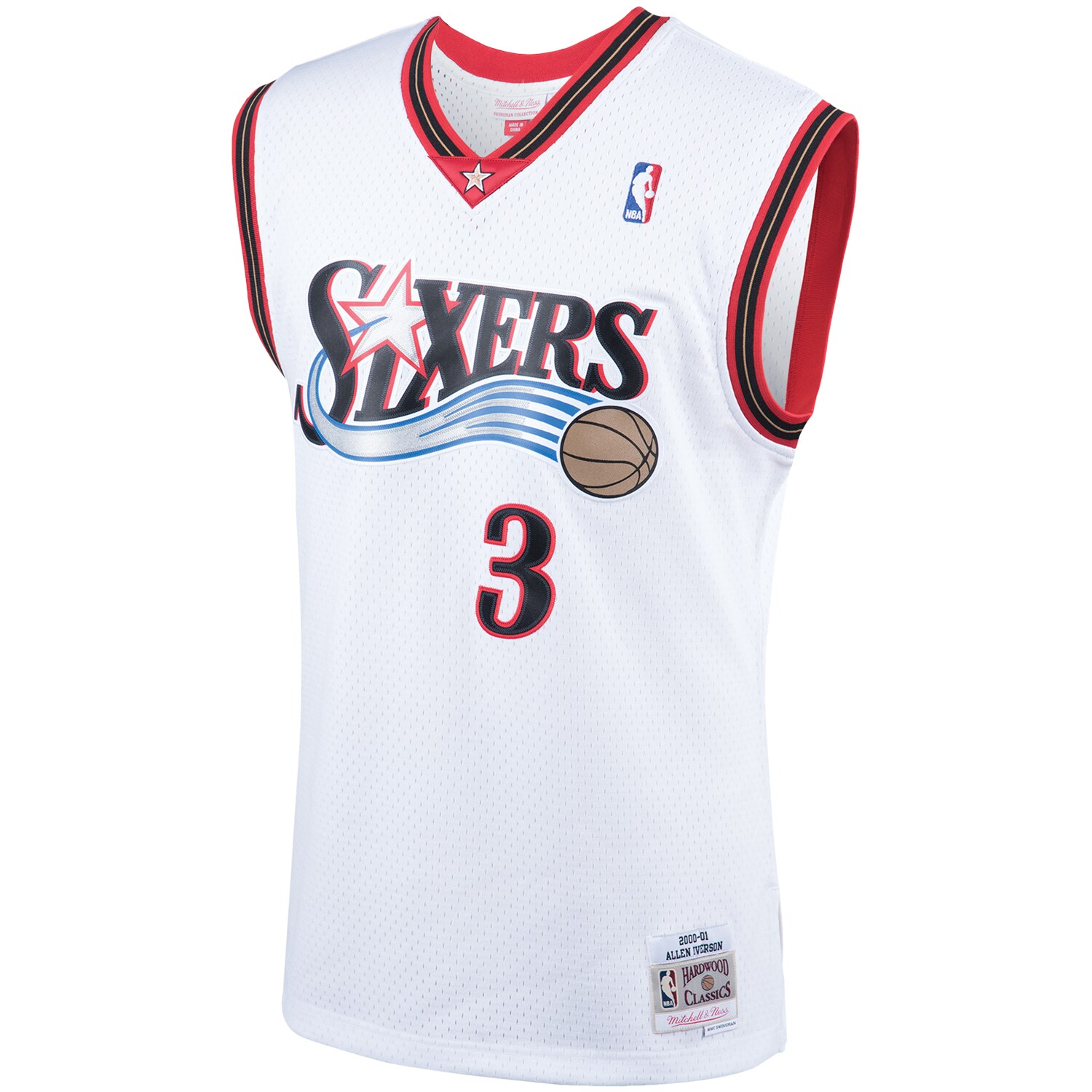 Alternative view of Allen Iverson Philadelphia 76ers Mitchell & Ness Hardwood Classics Swingman Jersey - White