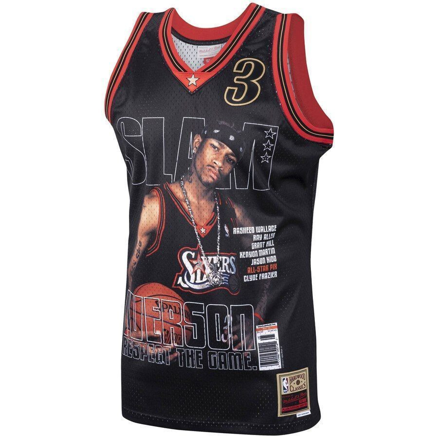 Alternative view of Allen Iverson Philadelphia 76ers Mitchell & Ness Slam Swingman Jersey - Black - JS334 