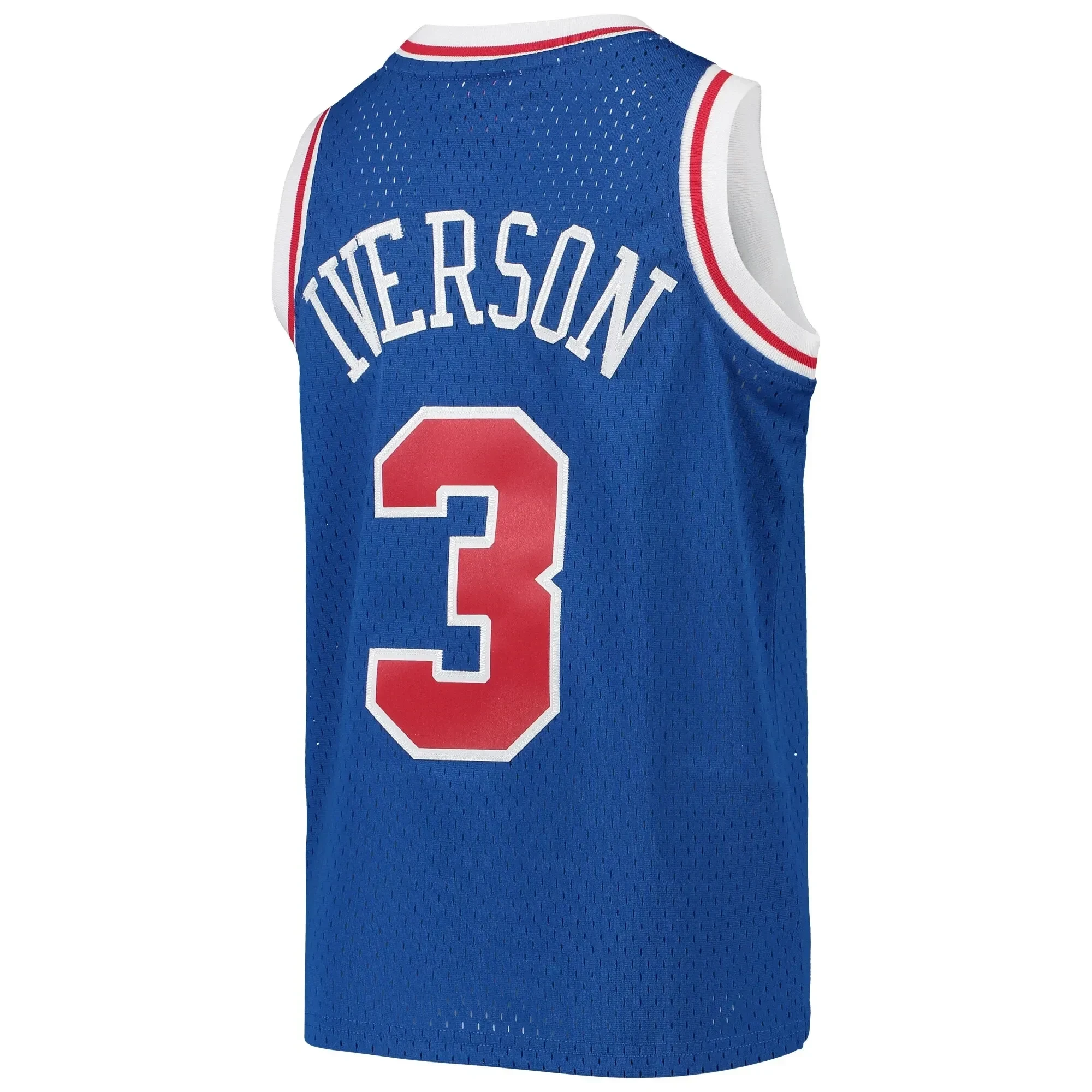 Alternative view of Allen Iverson Philadelphia 76ers Mitchell & Ness Youth 1996-97 Hardwood Classics Swingman Throwback Jersey - Royal - JS691 