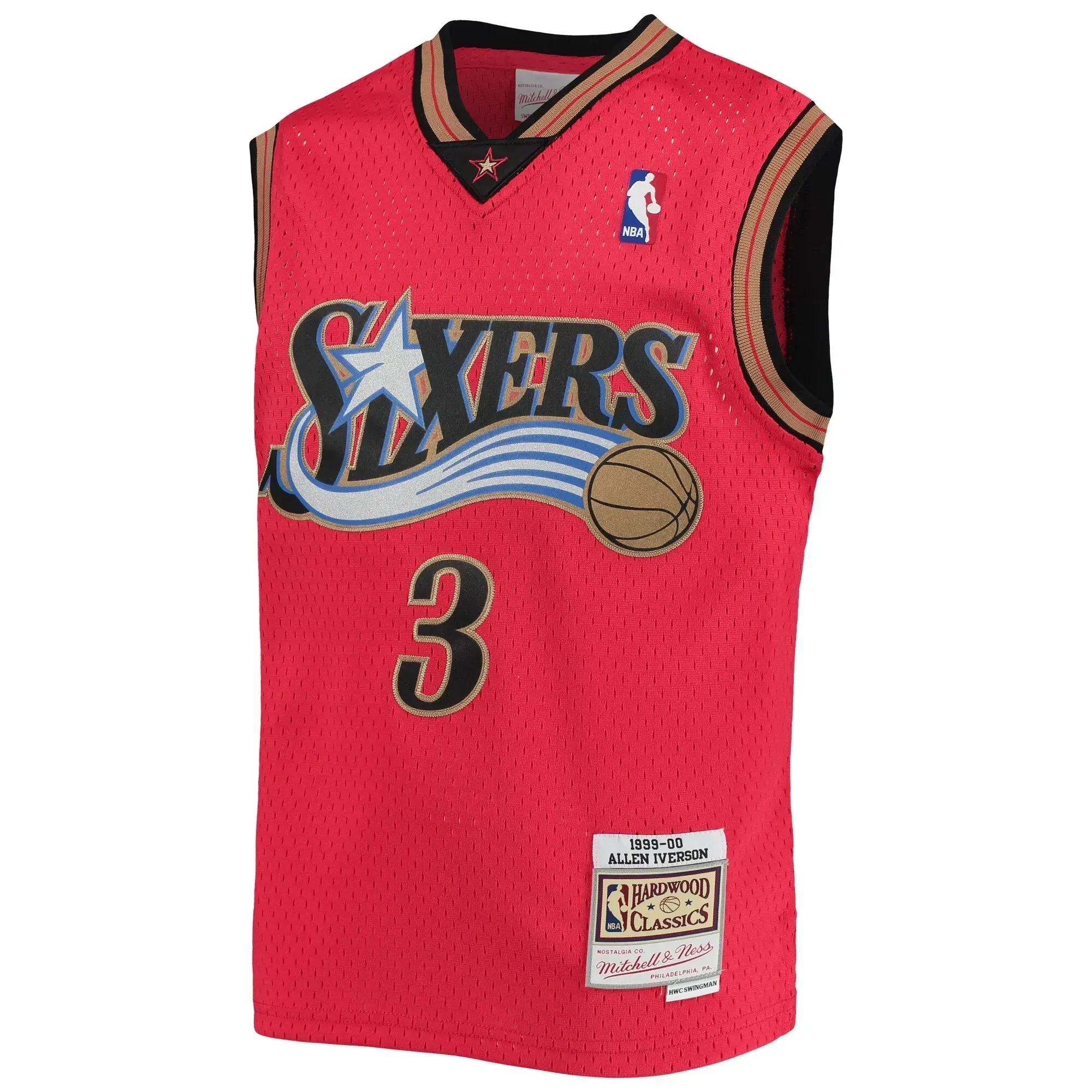 Alternative view of Allen Iverson Philadelphia 76ers Mitchell & Ness Youth 1999-00 Hardwood Classics Reload Jersey – Red - JS708 