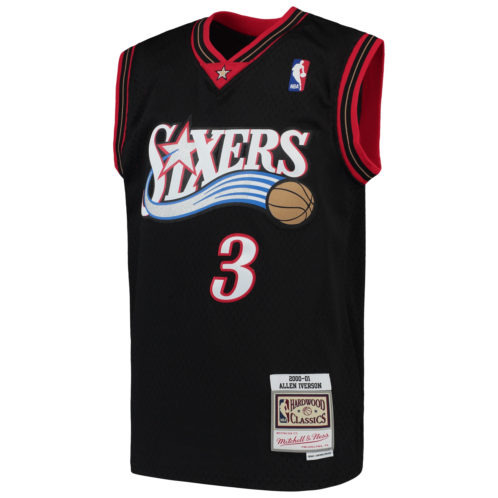 Alternative view of Allen Iverson Philadelphia 76ers Mitchell & Ness Youth Hardwood Classics Swingman Throwback Jersey - Black