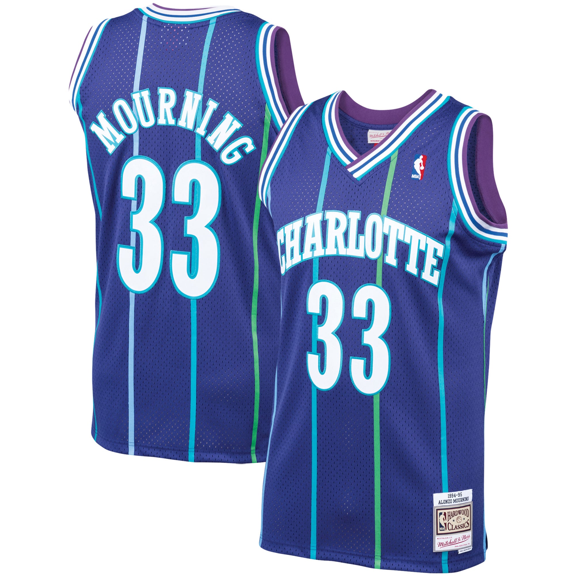 Alonzo Mourning Charlotte Hornets Mitchell & Ness 1994-95 Hardwood Classics Swingman Jersey - Purple