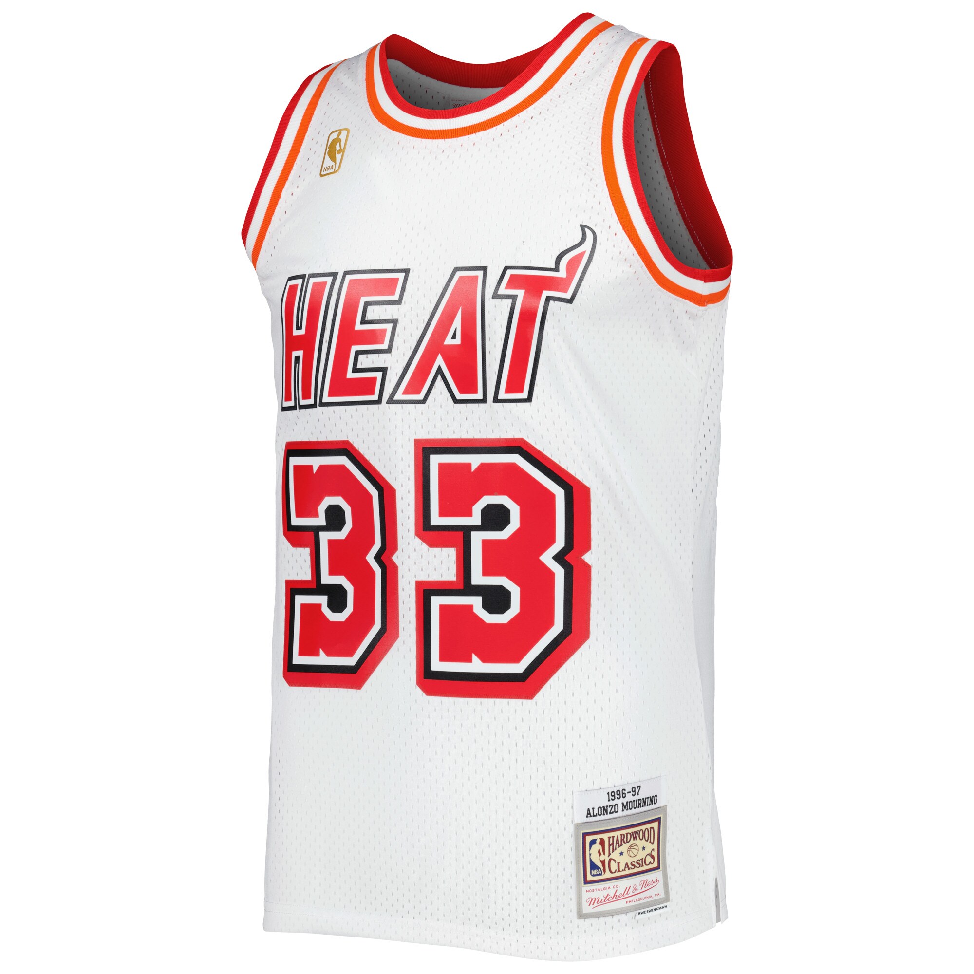 Alternative view of Alonzo Mourning Miami Heat Mitchell & Ness Hardwood Classics Swingman Jersey - White