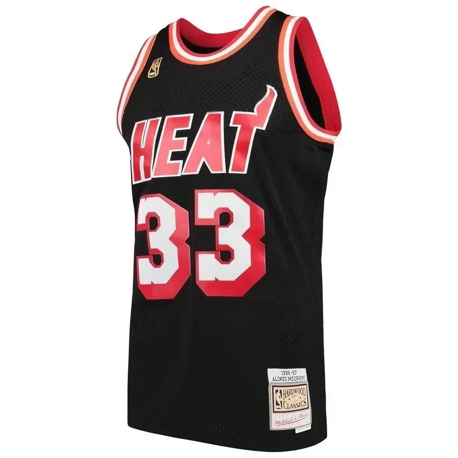 Alternative view of Alonzo Mourning Miami Heat Mitchell & Ness 1996-97 Hardwood Classics Swingman Player Jersey - Black - JS483 