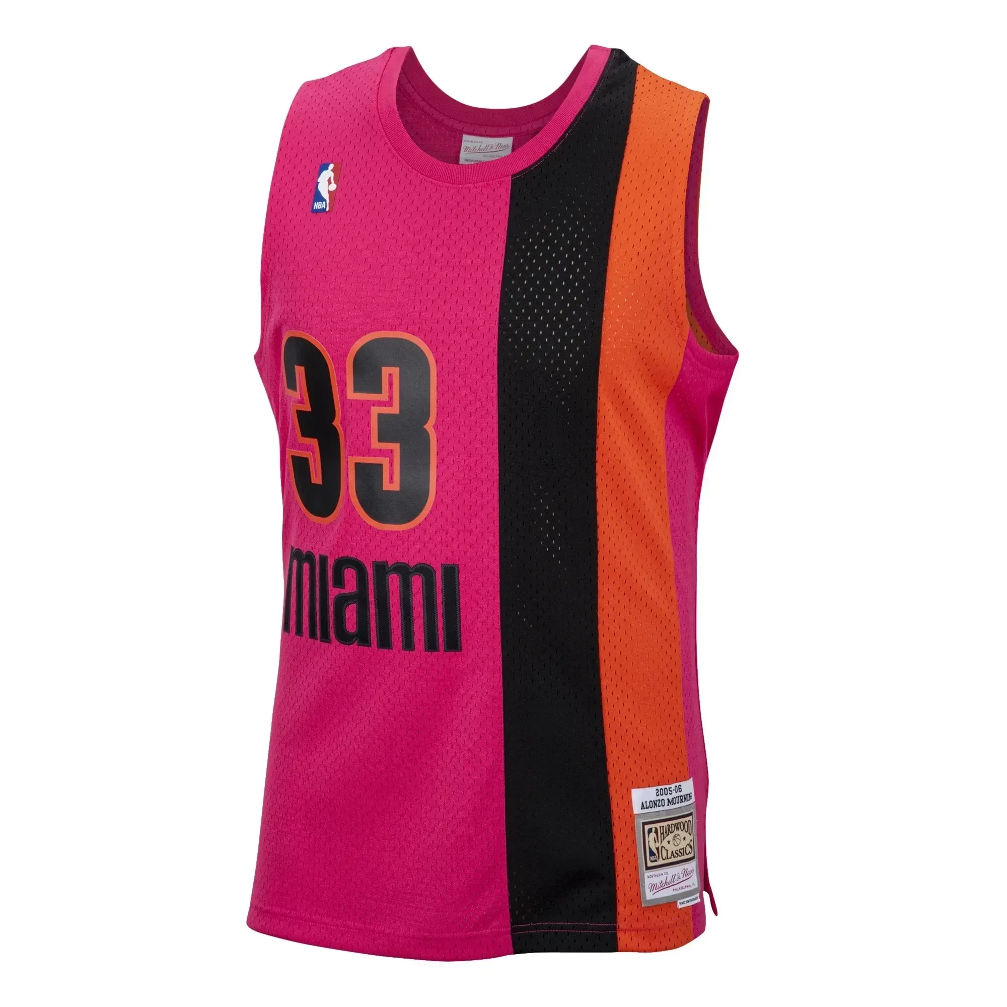Alternative view of Alonzo Mourning Miami Heat Mitchell & Ness 2005-06 Hardwood Classics Reload Swingman Jersey - Pink - JS636 