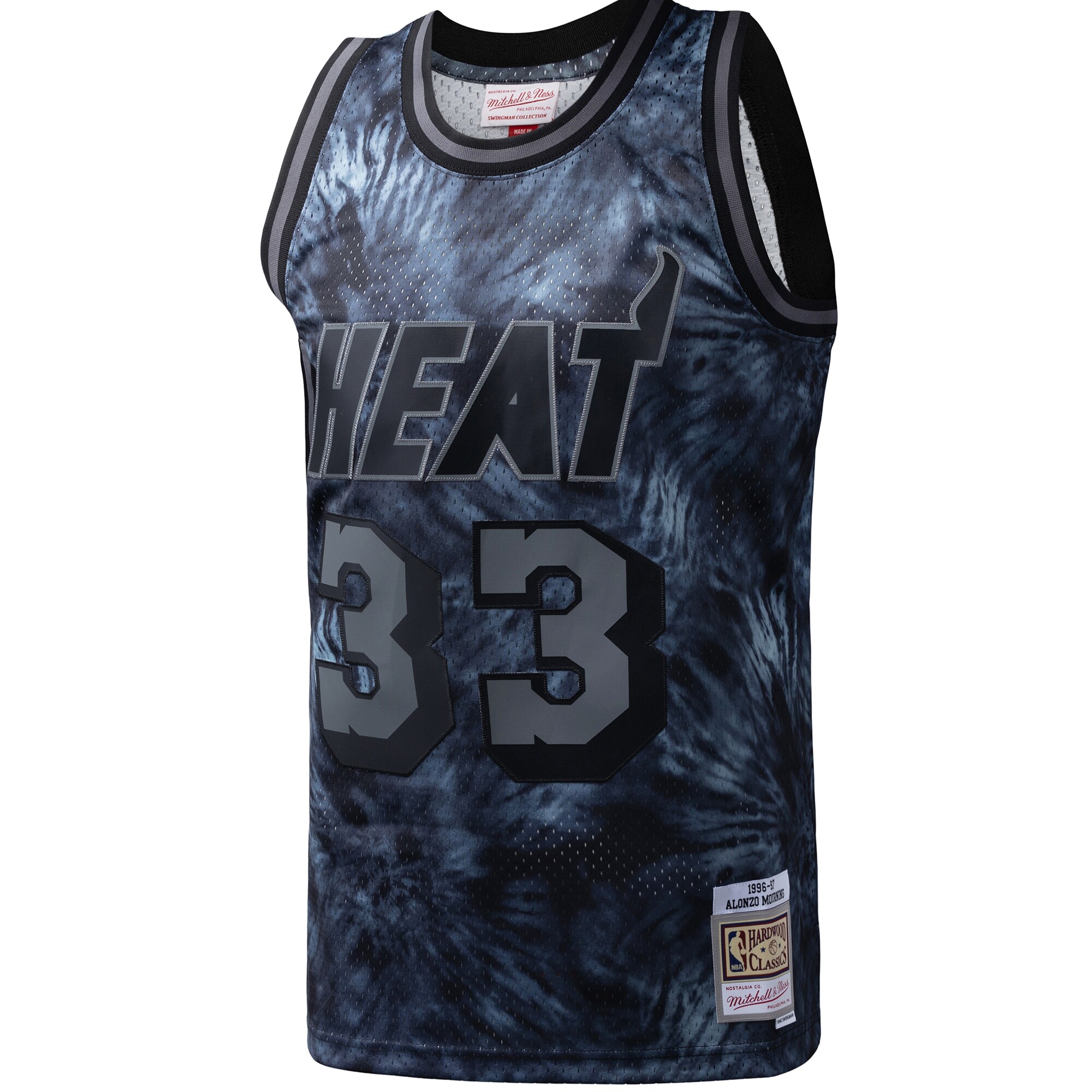 Alternative view of Alonzo Mourning Miami Heat Mitchell & Ness Hardwood Classics 1996/97 Tie-dye Swingman Jersey - Black