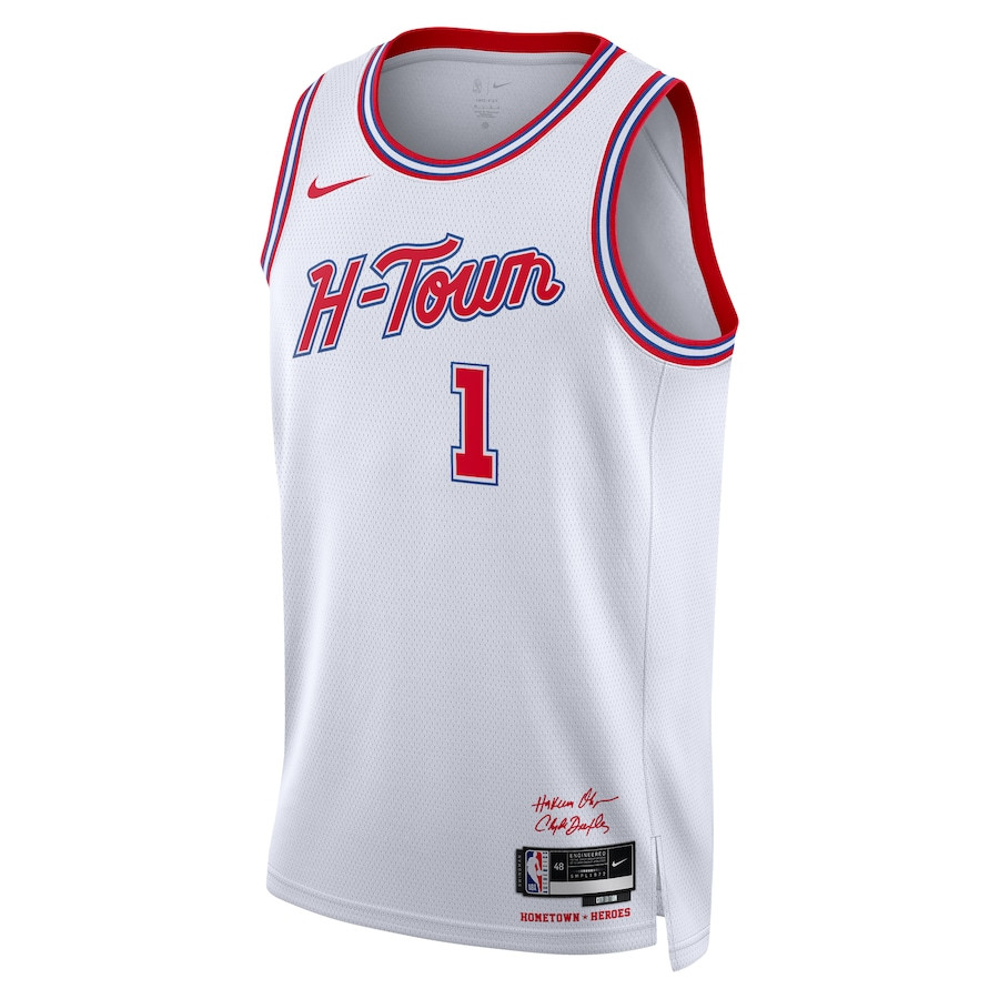 Alternative view of Amen Thompson 1 Houston Rockets 2023/24 City Edition Swingman Jersey - White - JS583 
