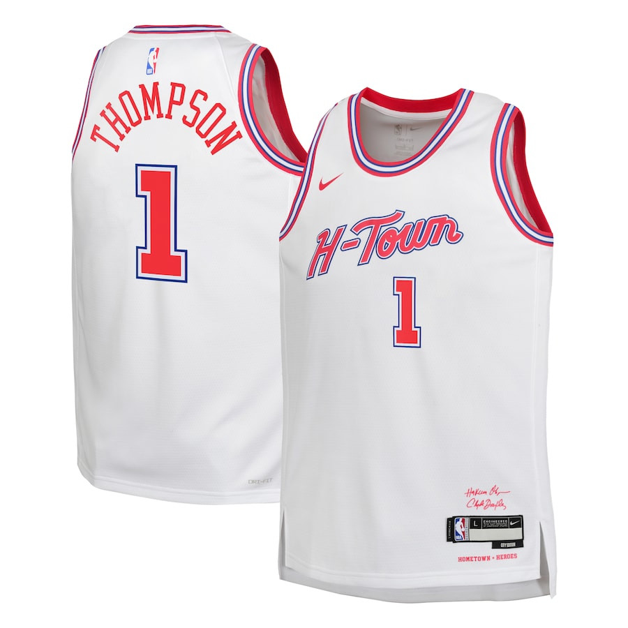 Amen Thompson 1 Houston Rockets 2023/24 City Edition Swingman YOUTH Jersey - White - JS734 