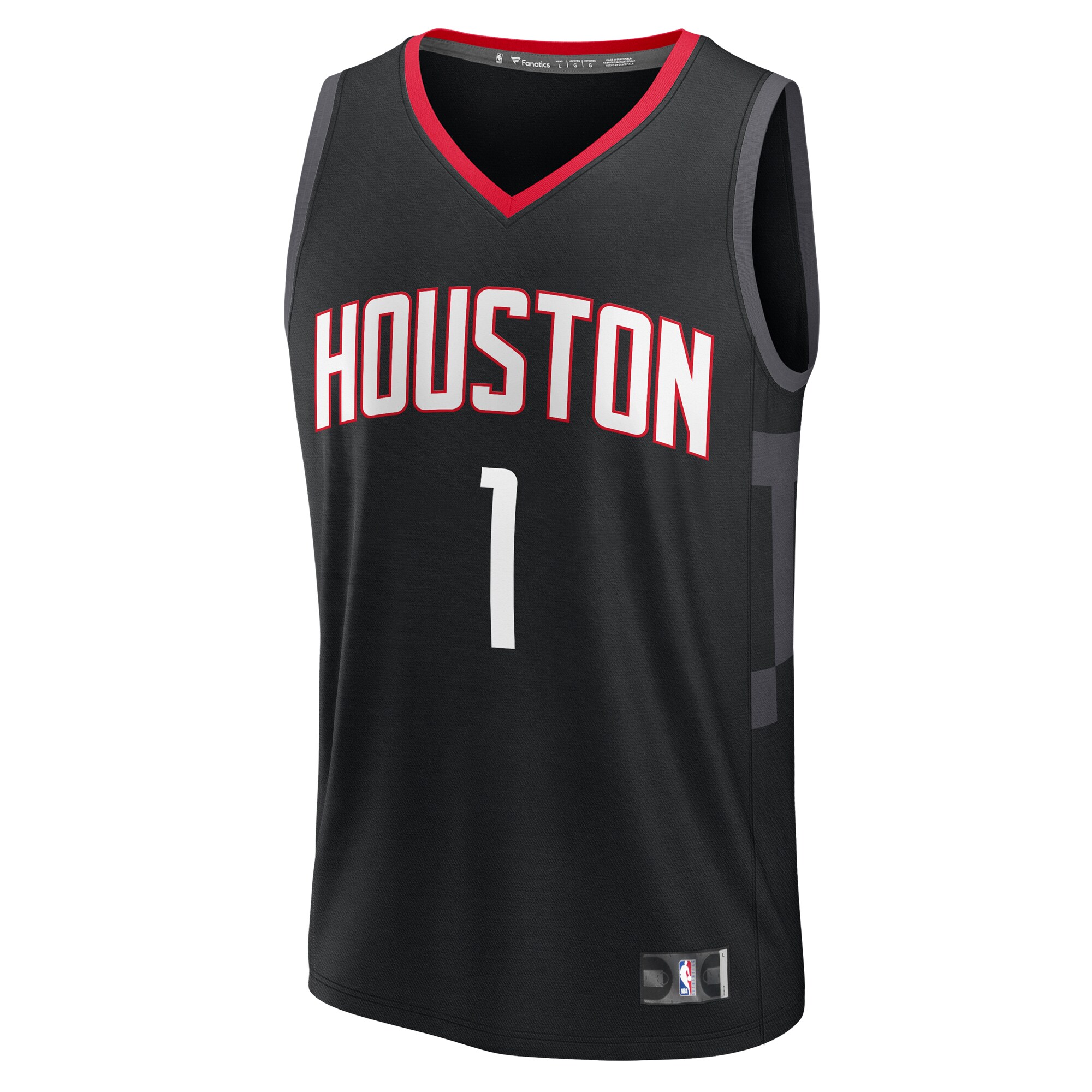 Alternative view of Amen Thompson Houston Rockets Fanatics Fast Break Replica Player Jersey - Statement Edition - Black