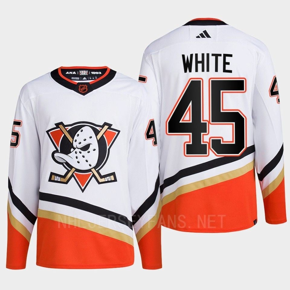 Anaheim Ducks 2022 Reverse Retro 2.0 Colton White 45 White Primegreen Jersey Men's - JS850 